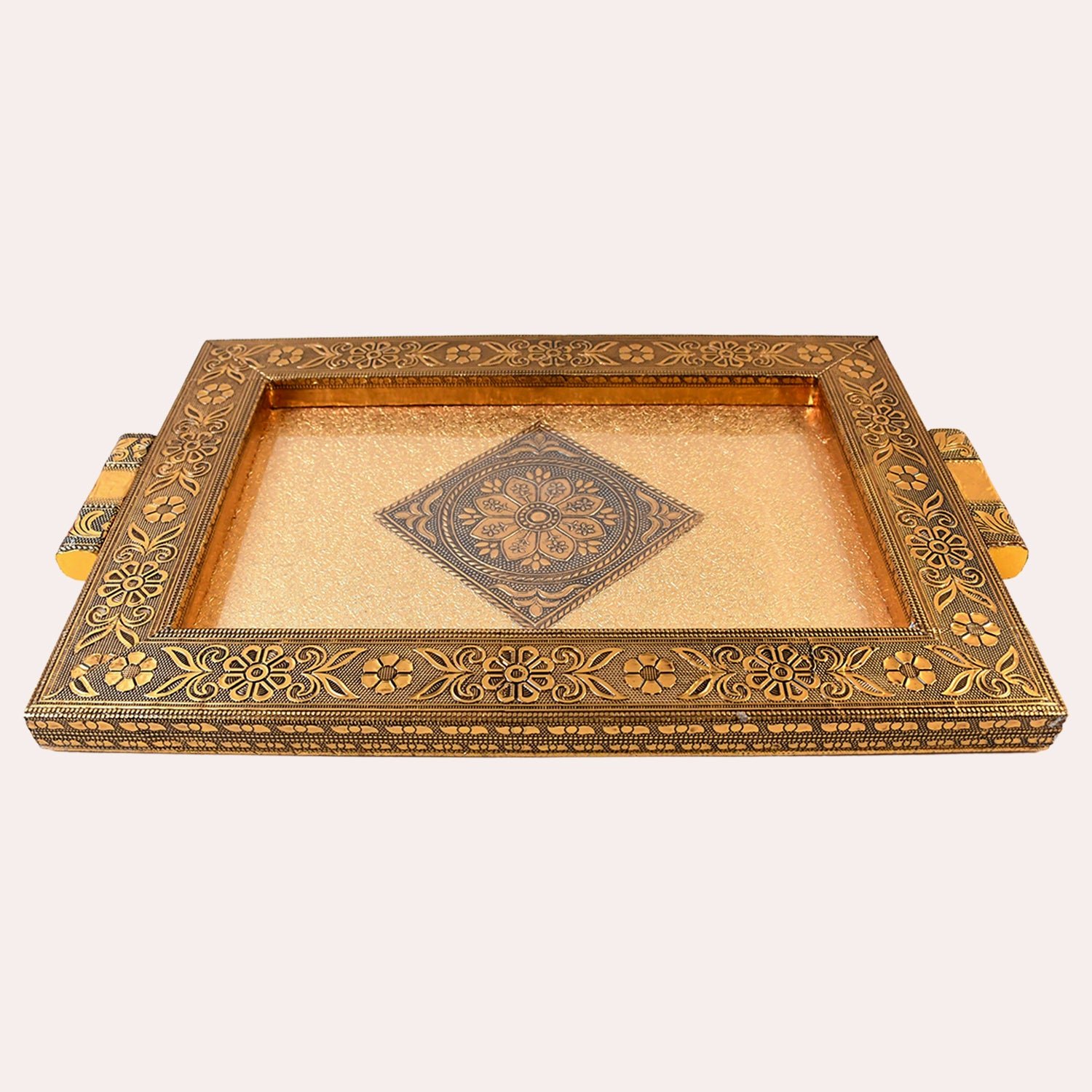 Premium Antique-Style Rajwadi Decorative Serving Tray – 40x26 cm