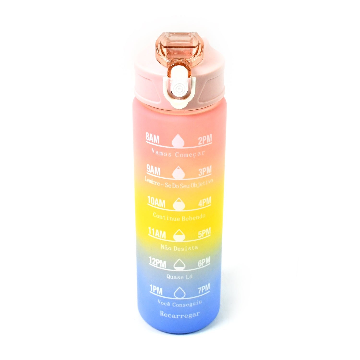 Plastic Colorful Motivational Water Bottle with Straw (750 ML)
