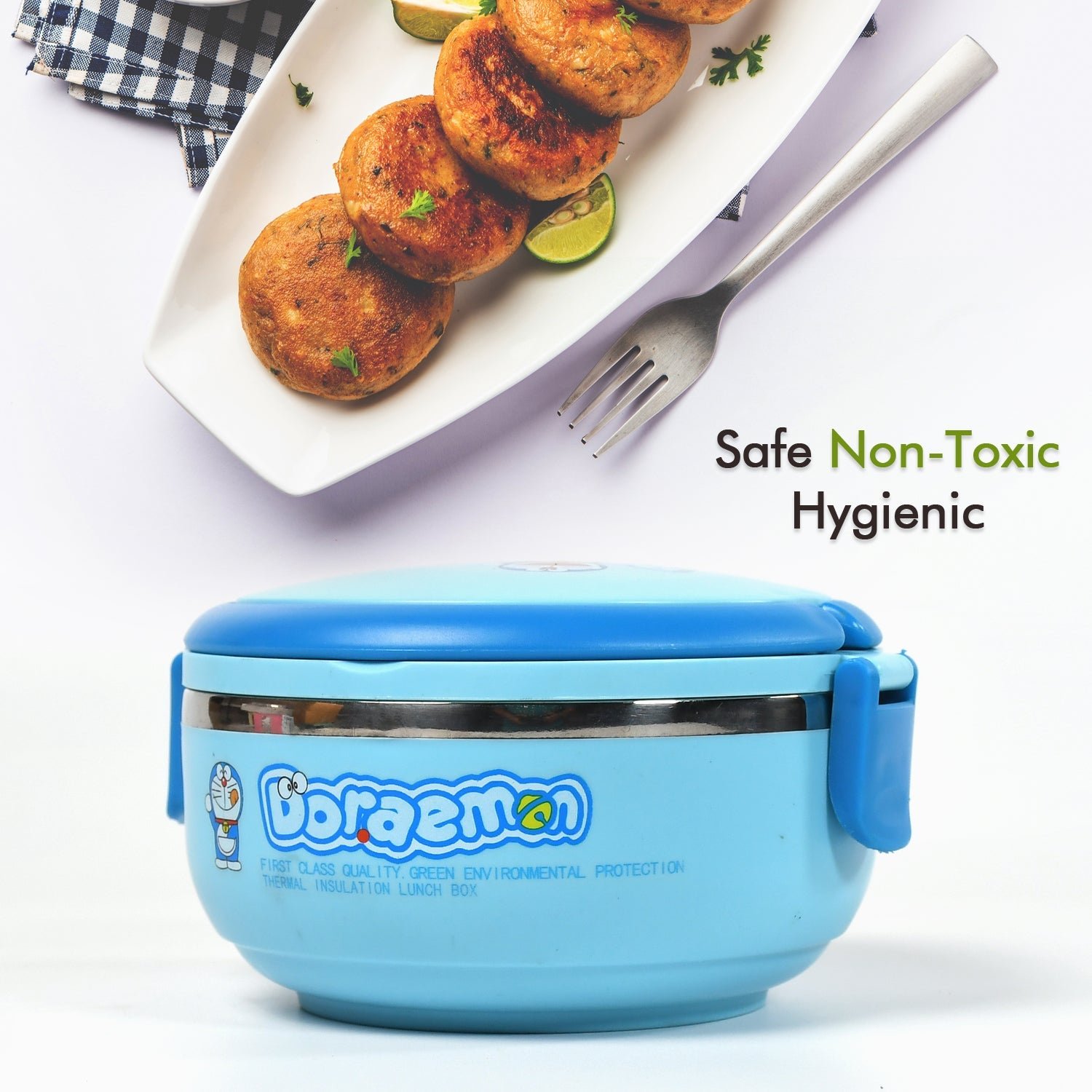 Single Layer Doraemon Steel Lunch Box – Premium Lunch Box for Office & School