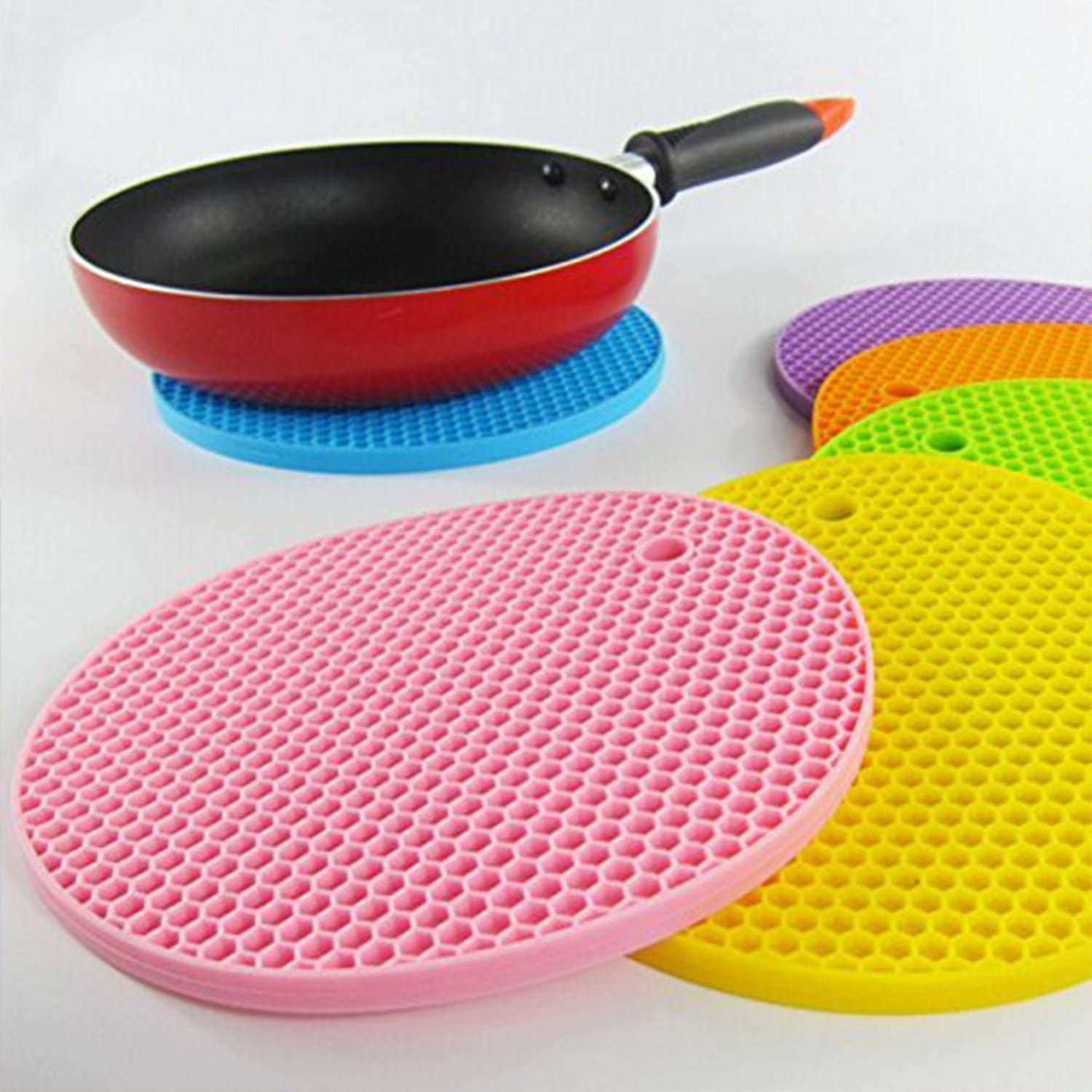 Silicon Hot Pot Mat Set - 4-Piece Heat-Resistant Trivets for Protecting Surfaces
