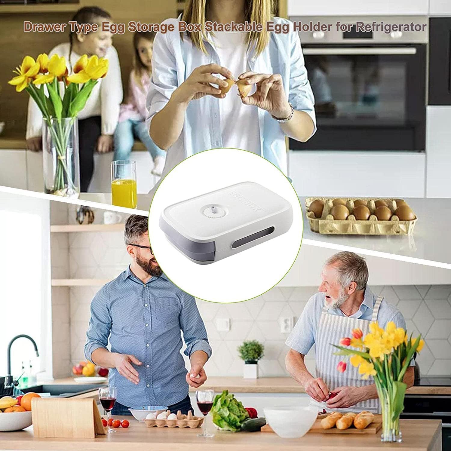 Plastic Egg Storage Box Drawer Style Fridge Organizer Tray (1 Pc)