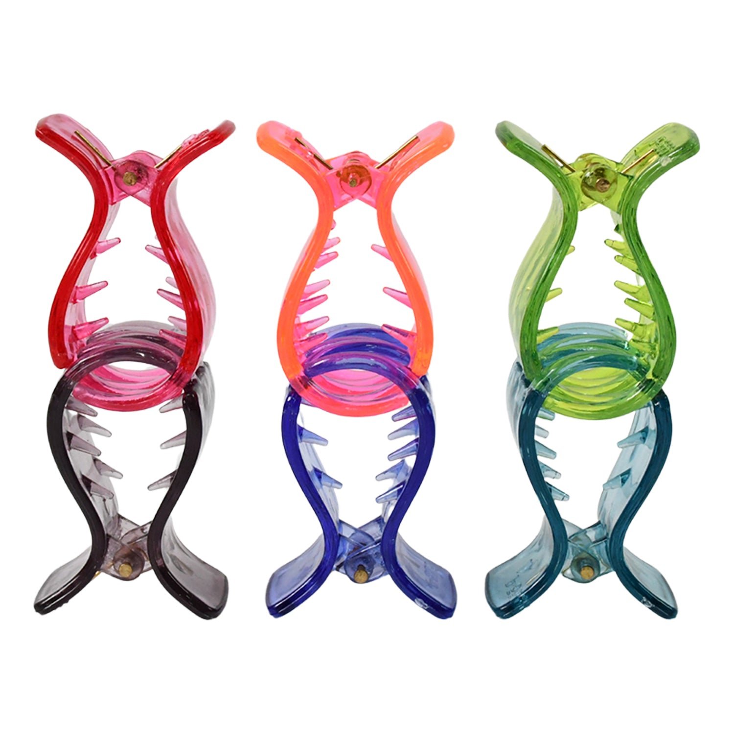 Big Hair Clips Girls Kids Hair Accessories (6 Pcs Set / Transparent)