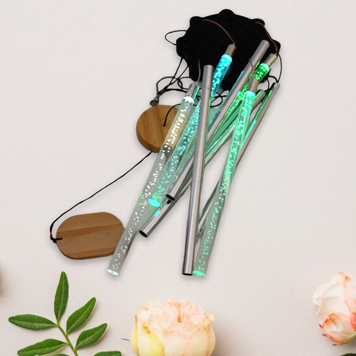 Solar LED Wind Chime with Tubes Soothing Sound & Colorful Glow (1 Set)