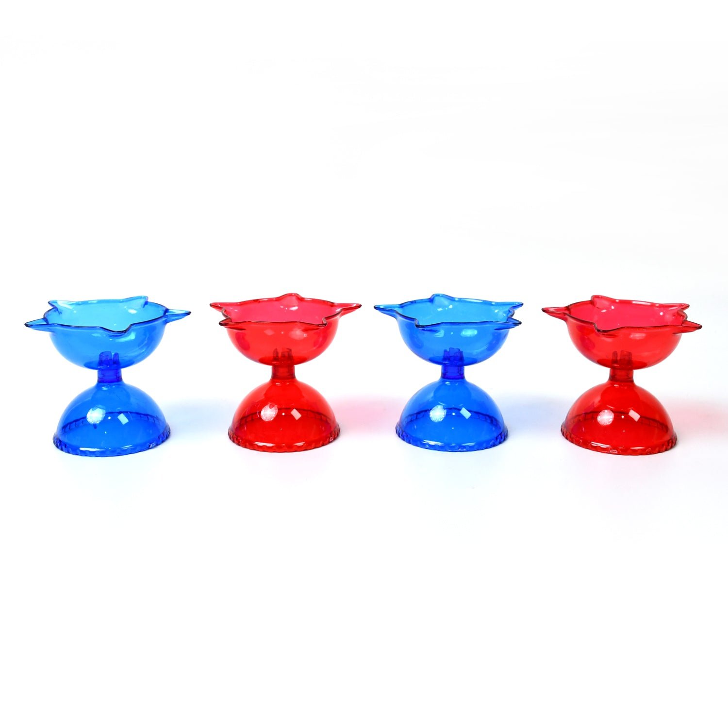 Colourful Reflection Diya Combo Plastic Candle Cup Multi Shape, Diwali (4 Pcs Set)