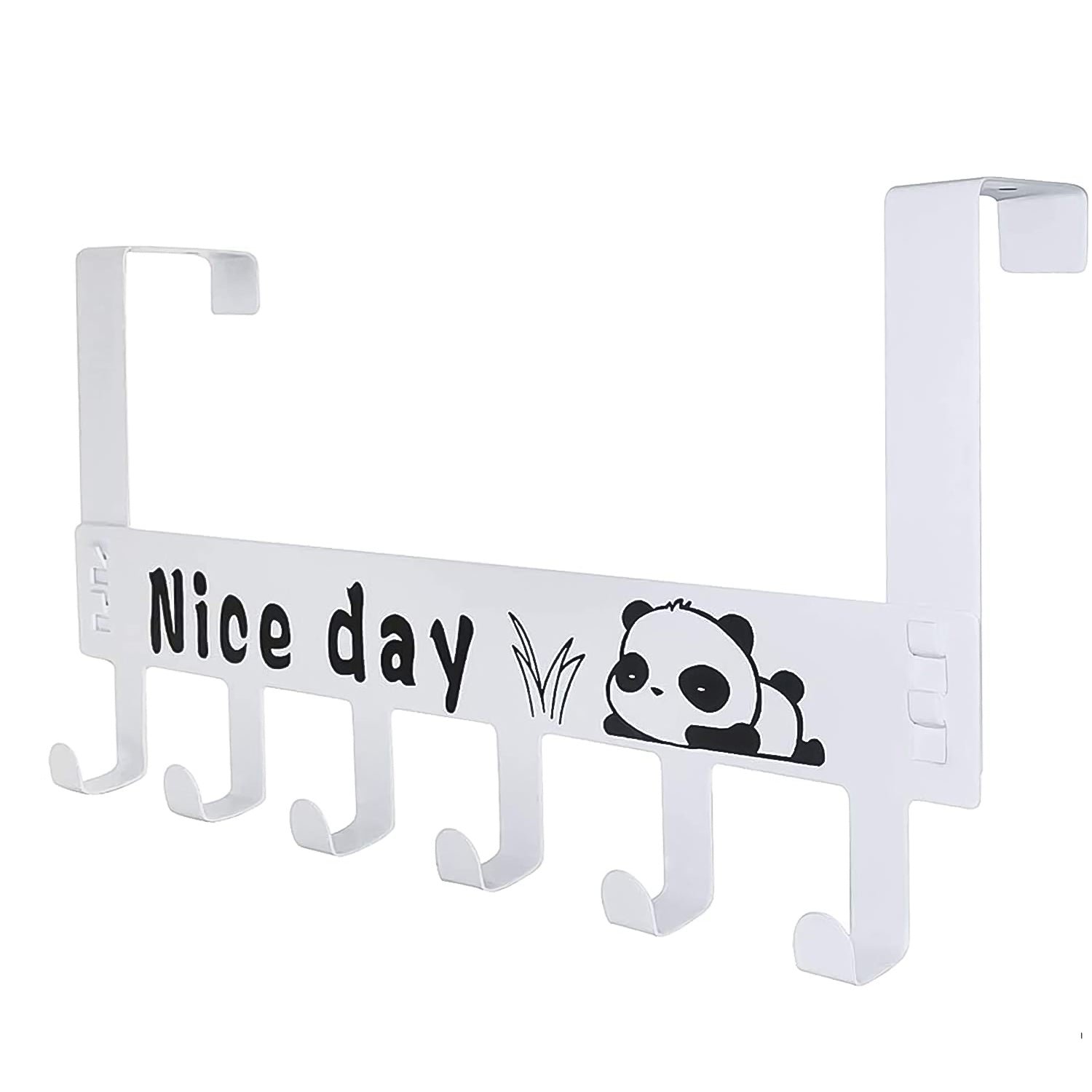 Heavy-Duty Carbon Steel Door Hook Hanger Rack (2 pc / 6 Hook / White)