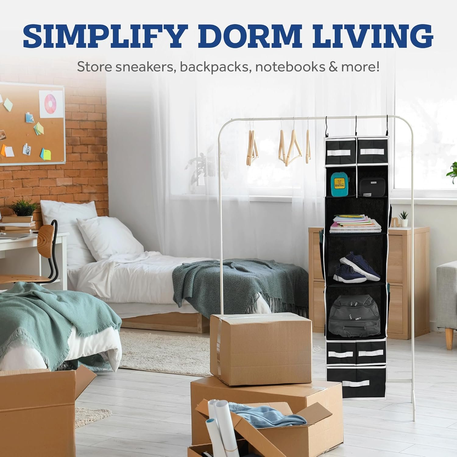 9 Shelf Hanging Closet Organizer with 5 Drawer Organizers