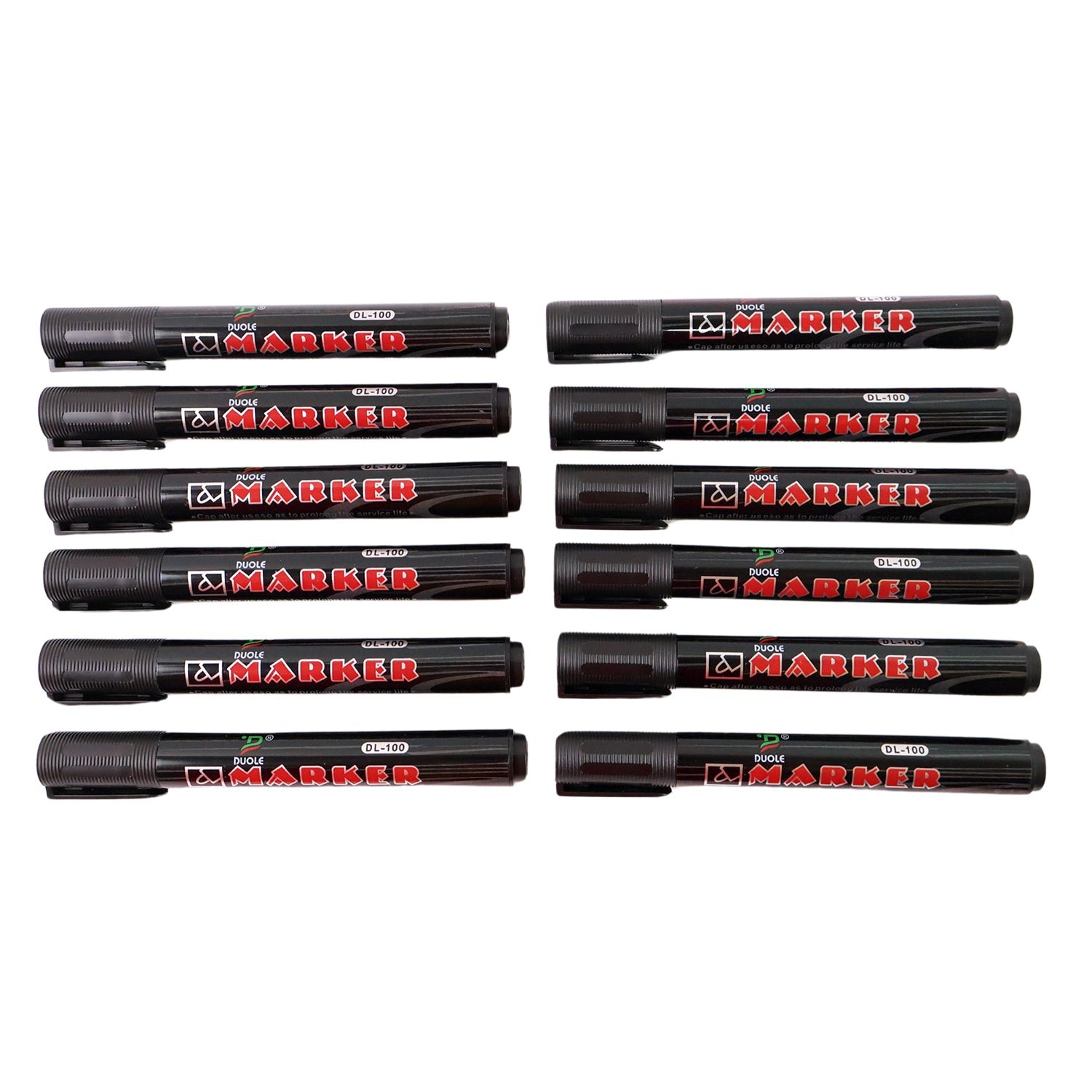 Premium Permanent Black Marker Pen Set (12 Pcs Set)