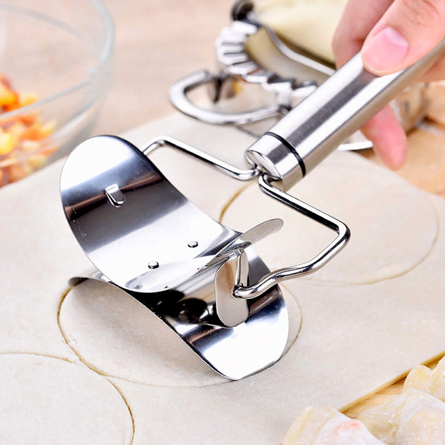Multifunctional Easy and Fast Stainless Steel Puri cutter roller Machine (1 pc)