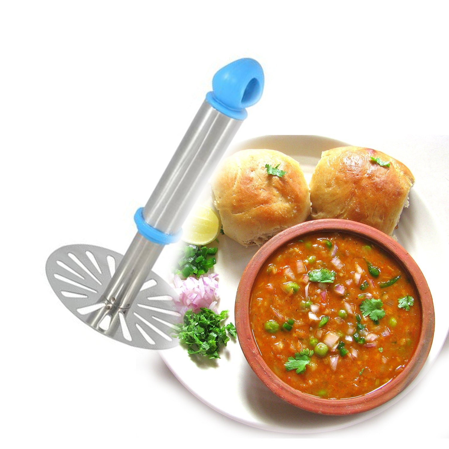 Ganesh Potato / Pav Bhaji Masher with Plastic Handle, Silver & Plastic