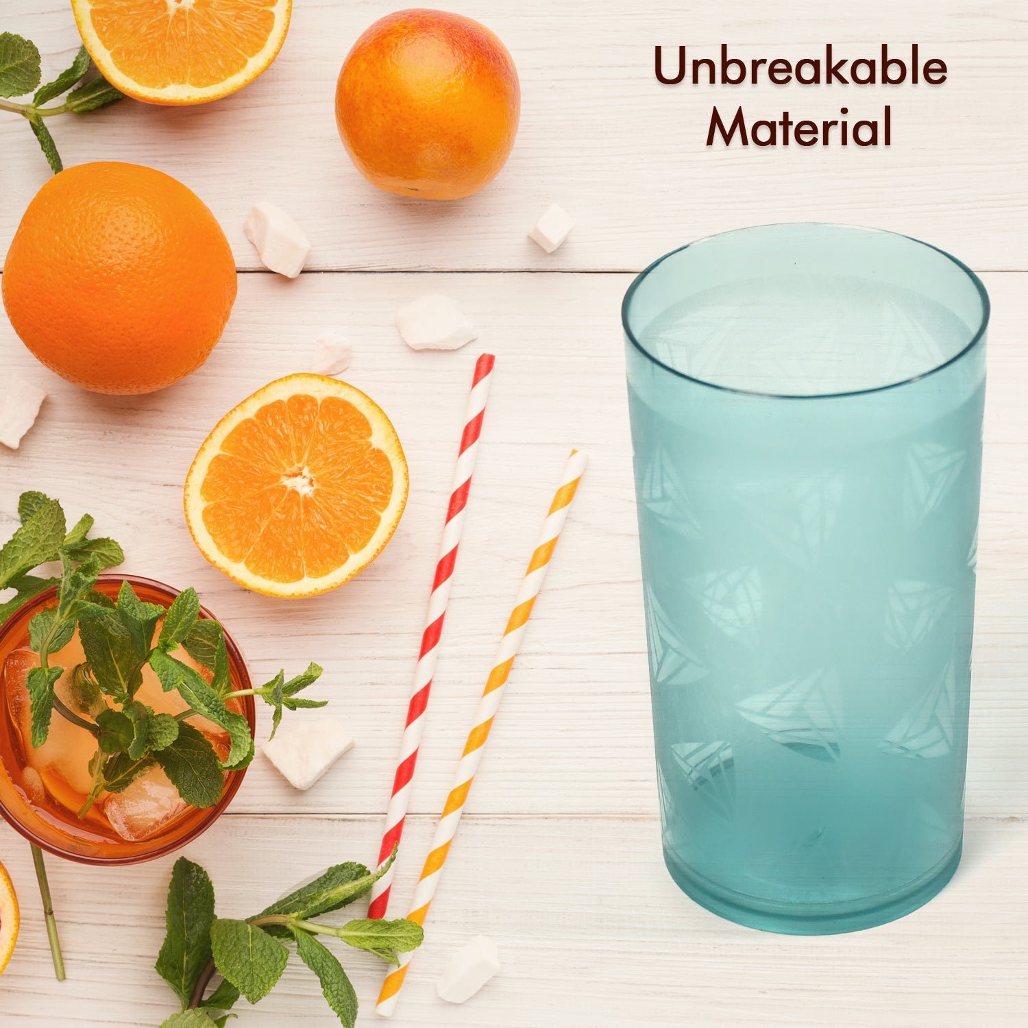 Set of 6 Unbreakable Transparent Plastic Water Glasses (300ml)