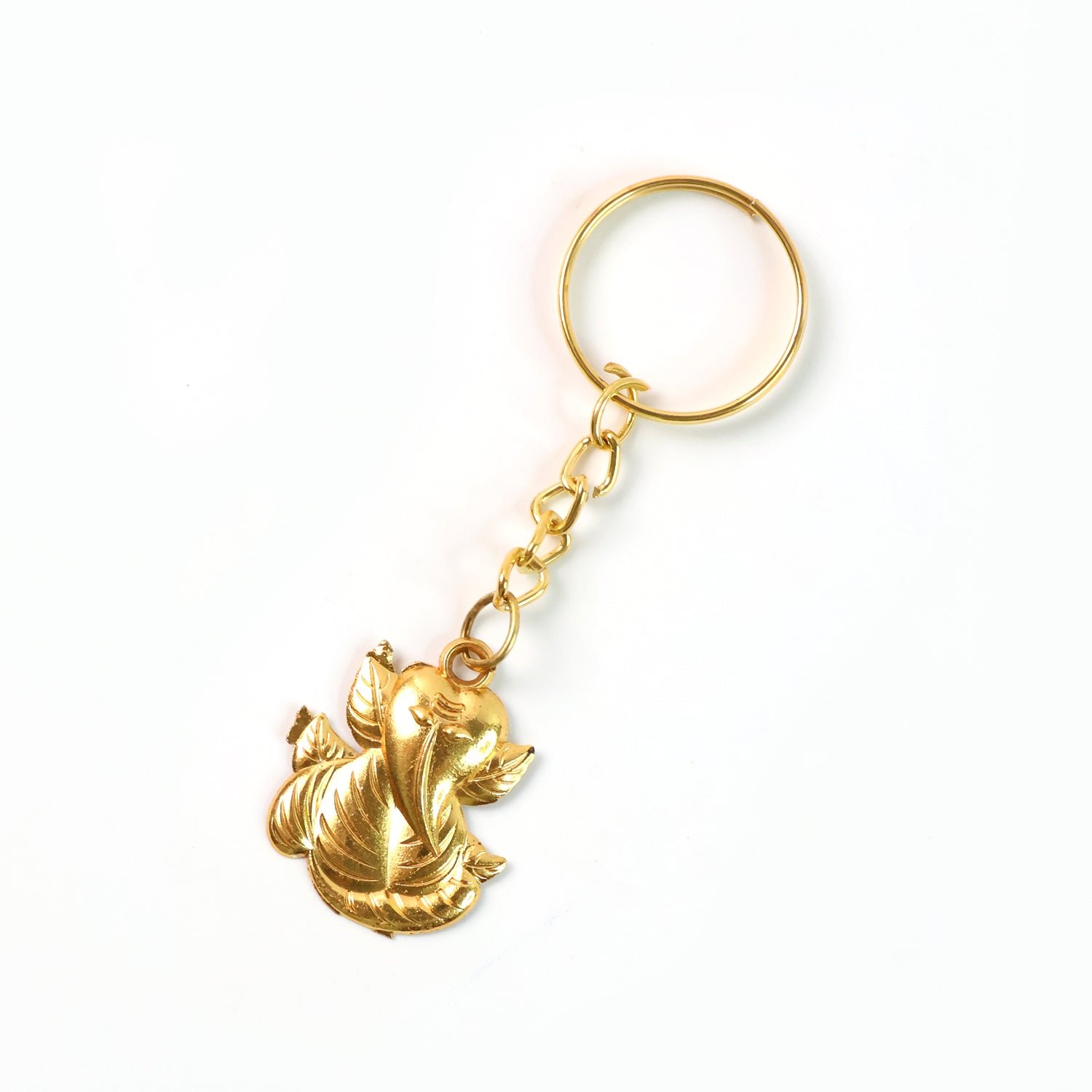Golden Ganesh Leaf Design Keychain (1 Pc)