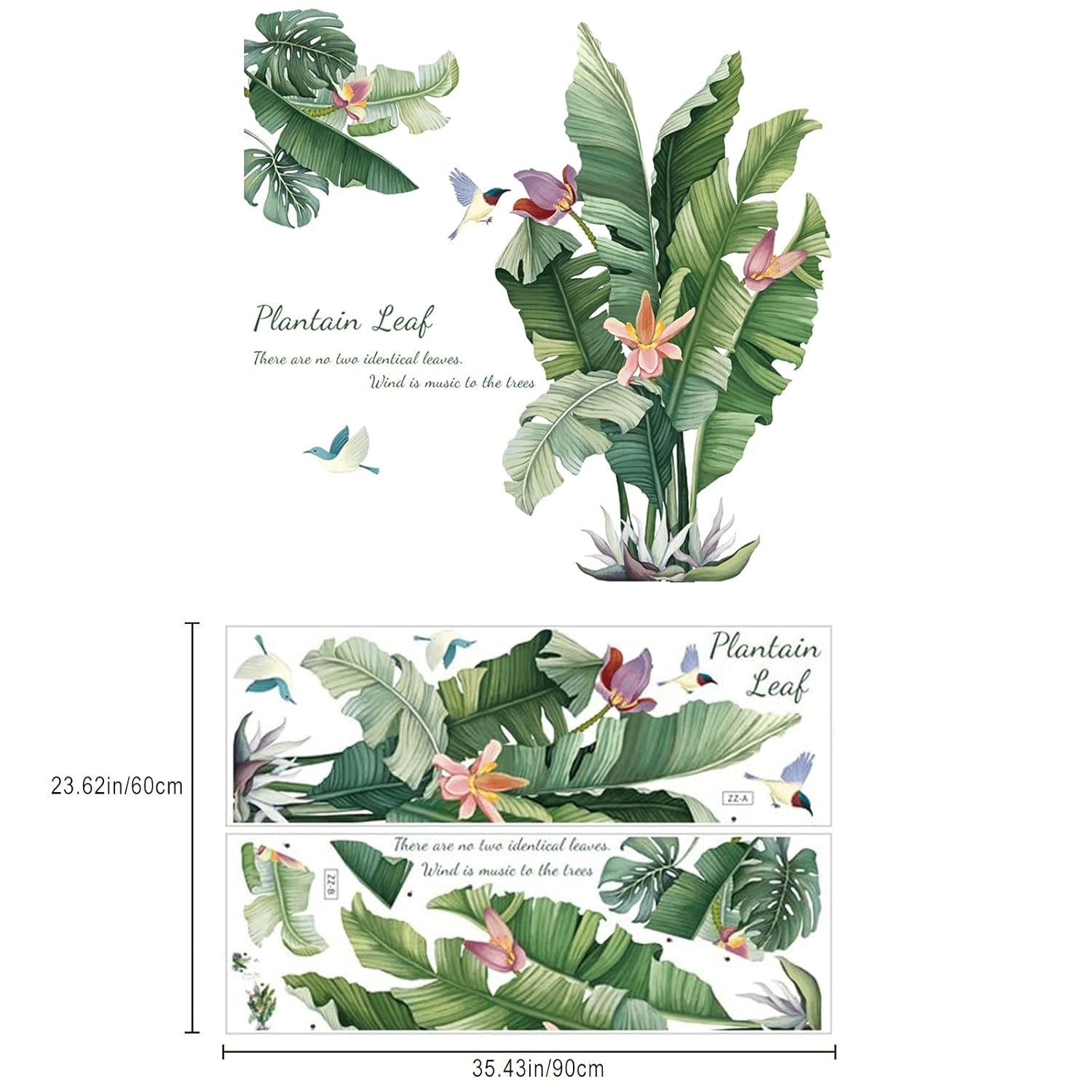 Large Plantain Leaf Wall Sticker 90x60 cm - (1 Pc)