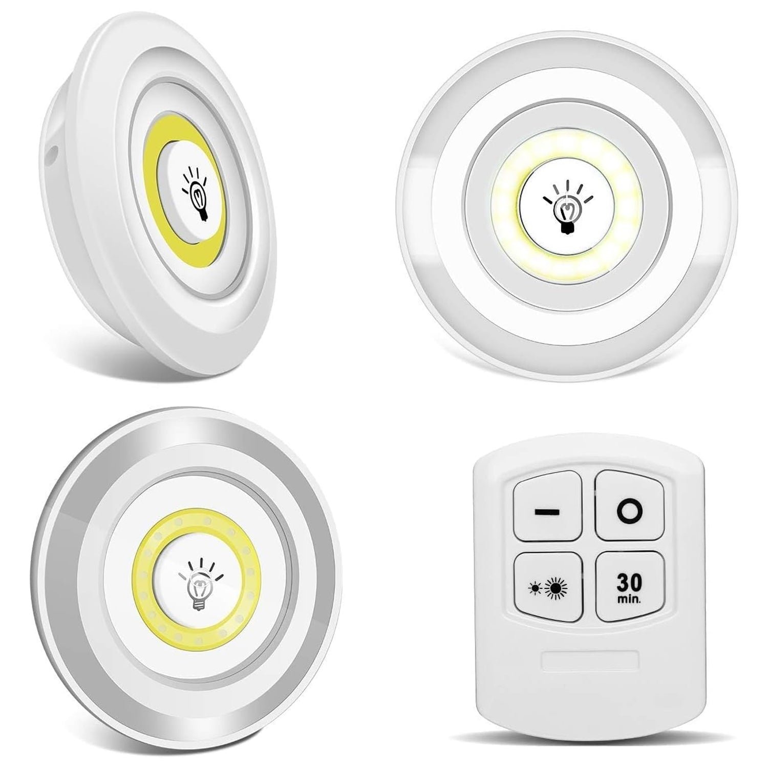 LED Light Under Closet Battery Powered Closet Wall Lamp with Remote, Set of 3