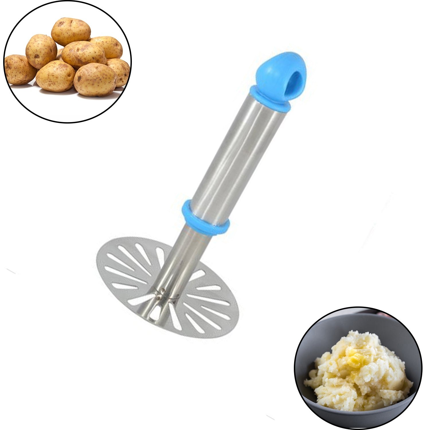 Ganesh Potato / Pav Bhaji Masher with Plastic Handle, Silver & Plastic