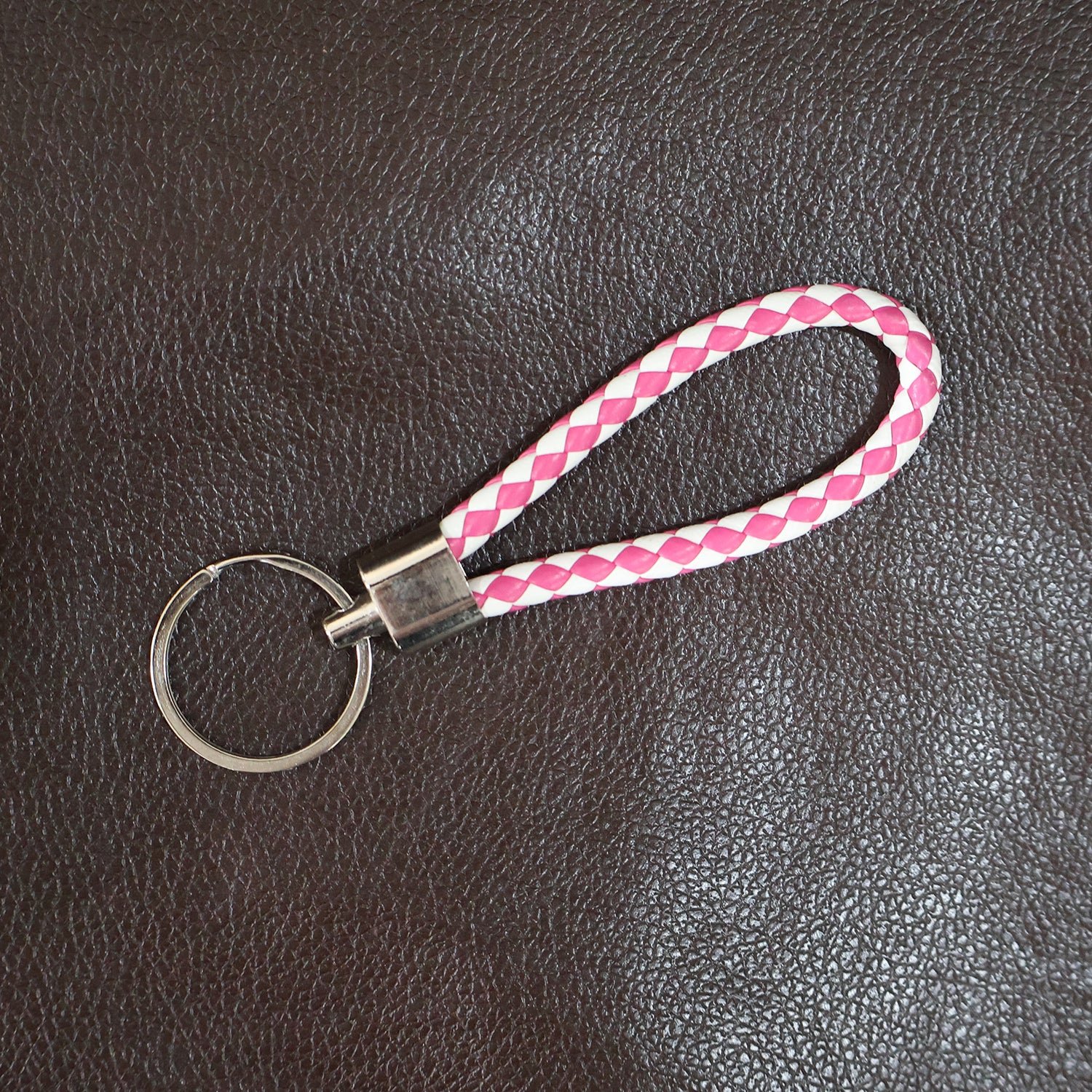Leather Style Keychain with Metal Ring - (1 Pc)