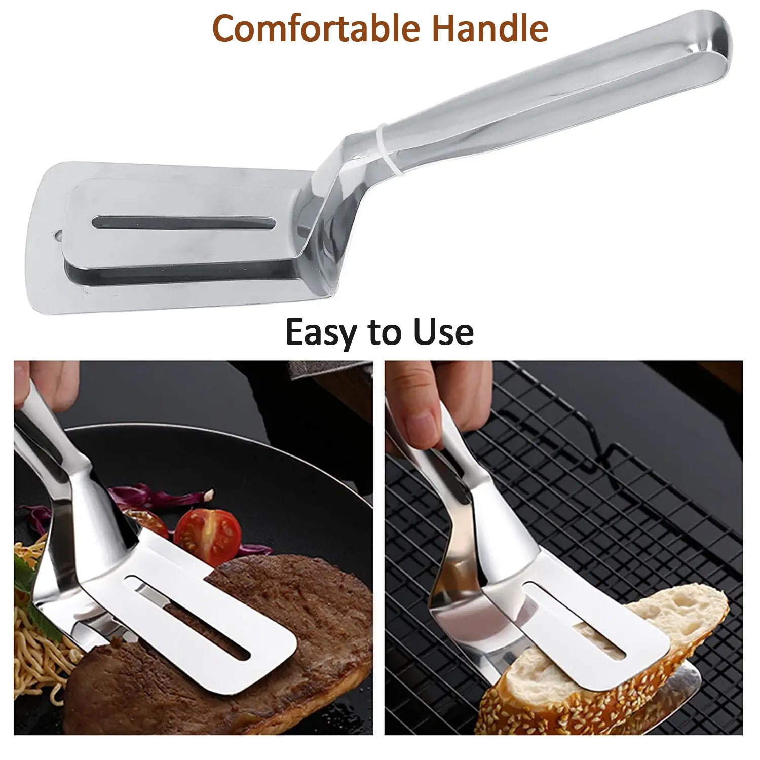 Multifunction Stainless Steel Cooking Tong for Frying & BBQ