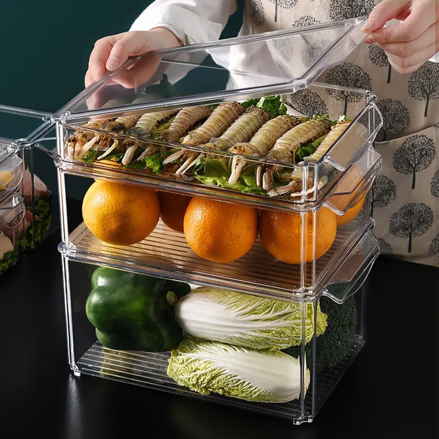Refrigerator Organizer Bins Stackable Fridge Organizers Freezer, Kitchen, Cabinets