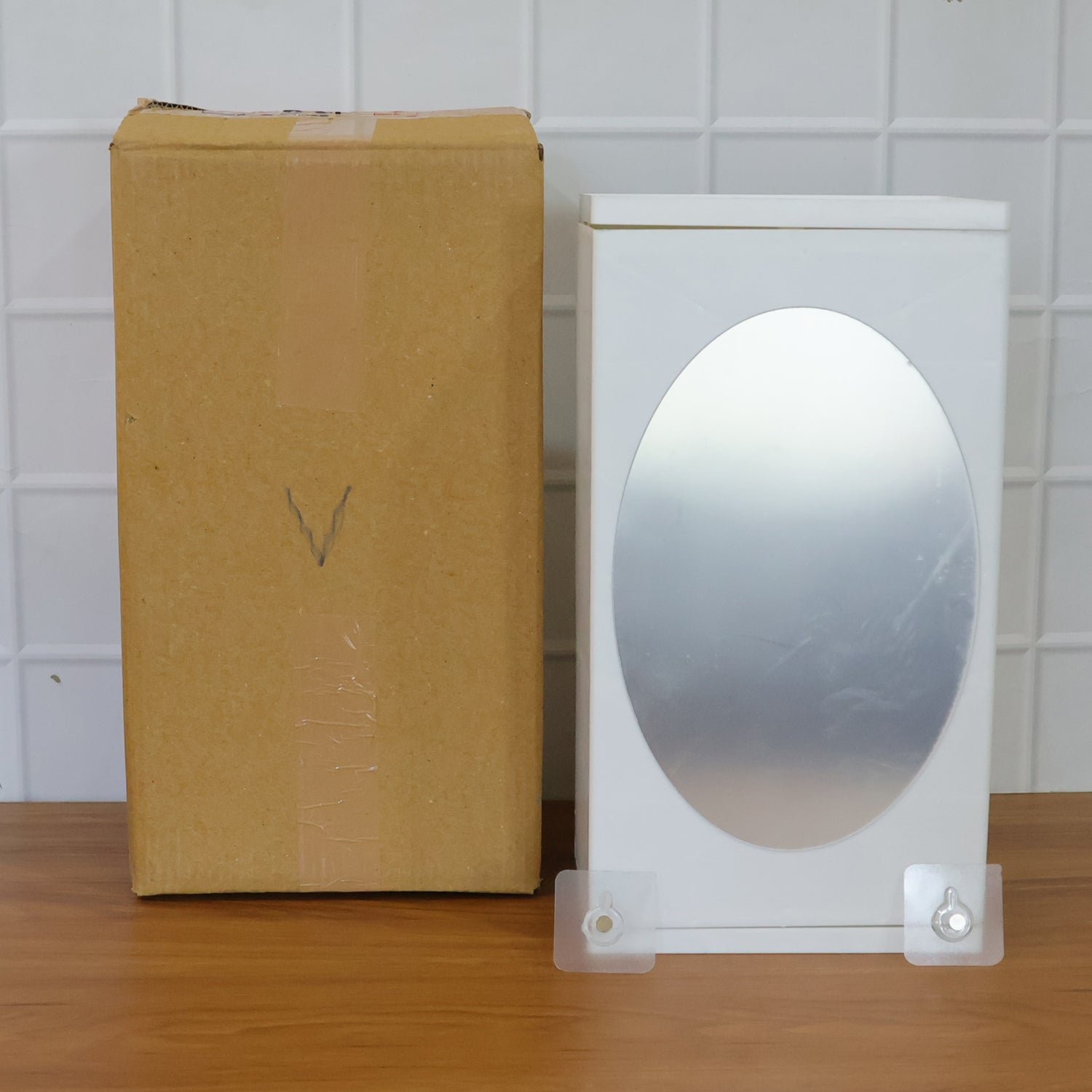 Wall Mounted Rotating Bathroom Mirror Cabinet (1 Pc, 22x42 Cm)