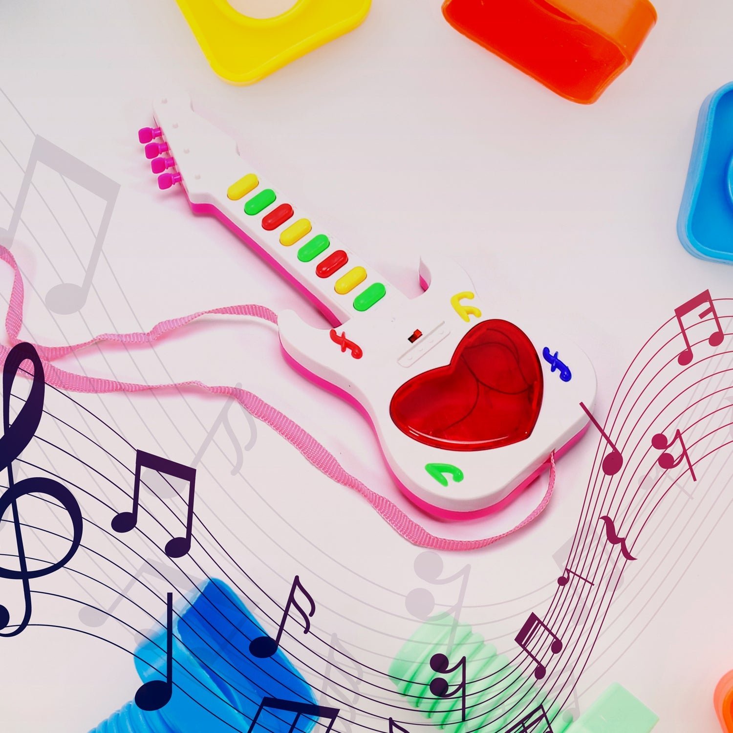 Battery Operated Musical Instruments Mini Guitar Toys and Light for 3+Years Old Kids