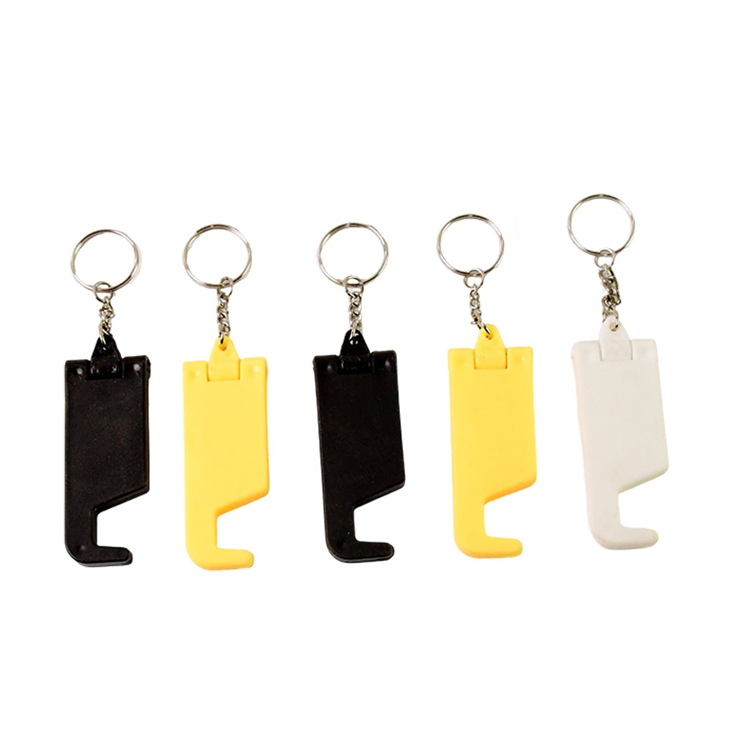 2 in 1 Plastic Keychain with Mobile Stand / Phone Holder (5 Pcs Set / Multicolor)
