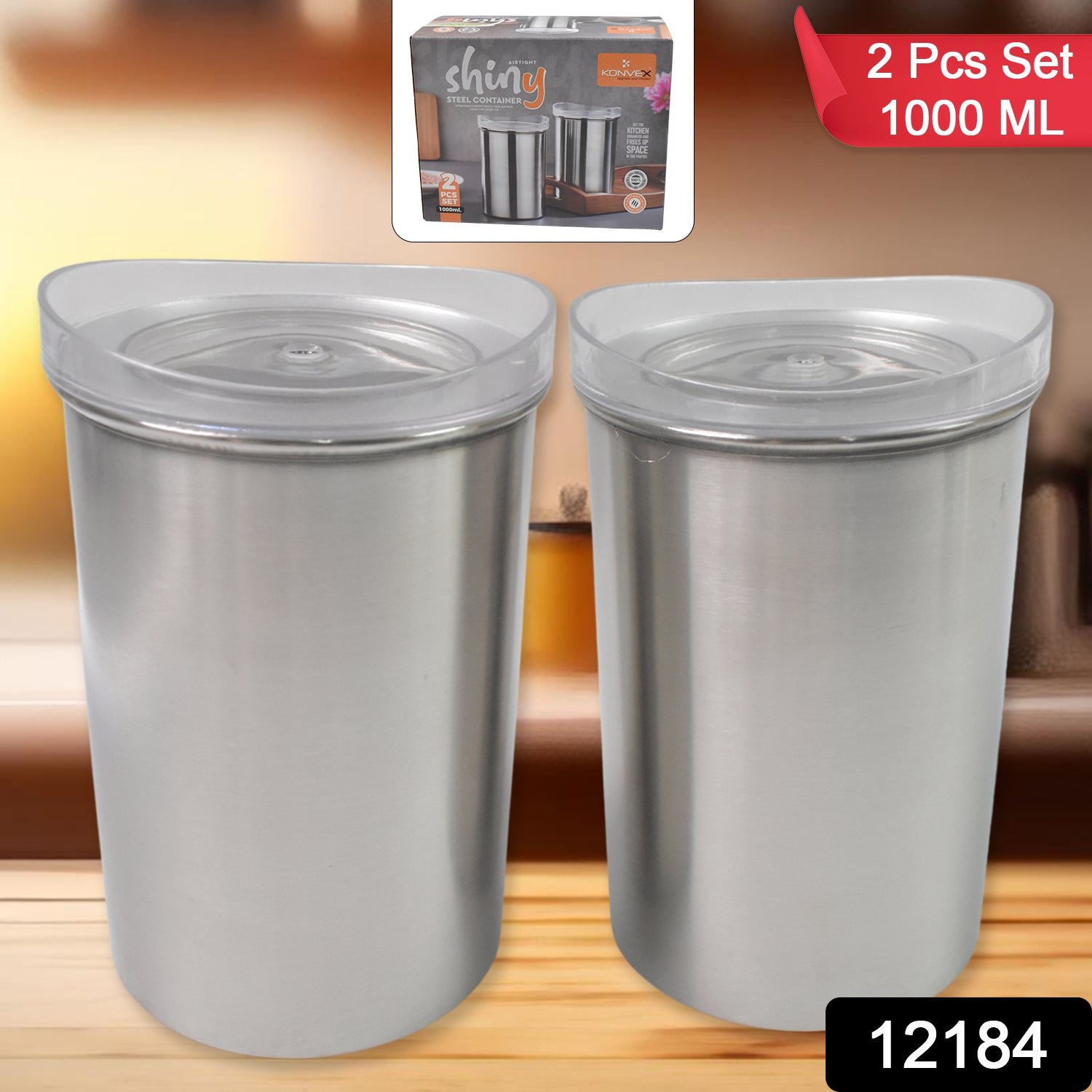 Stainless Steel Airtight Containers with See Through Lid (2 Pc Set / 1000 ML)