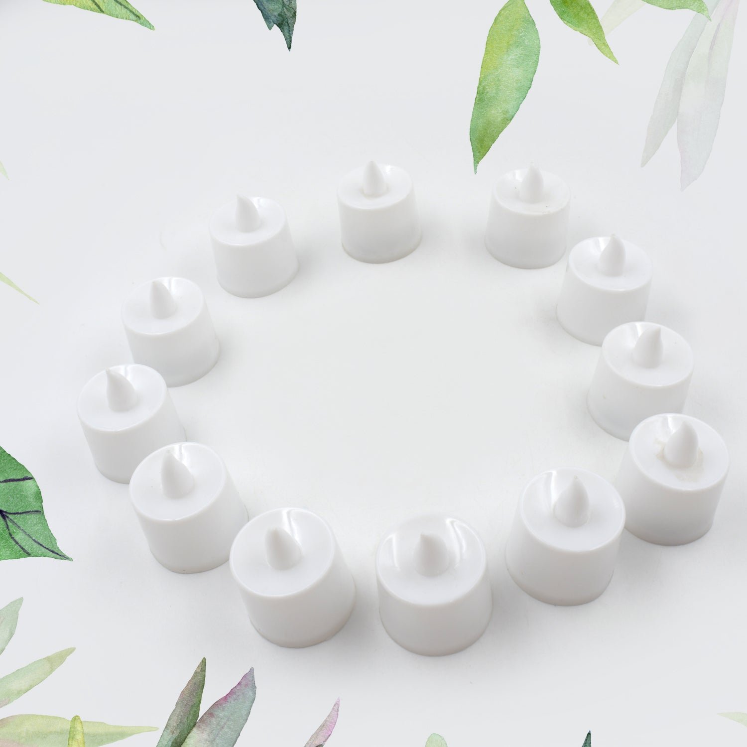 Green Flameless LED Tealights Smokeless Decorative Candles LED Tea Light Pack of 12
