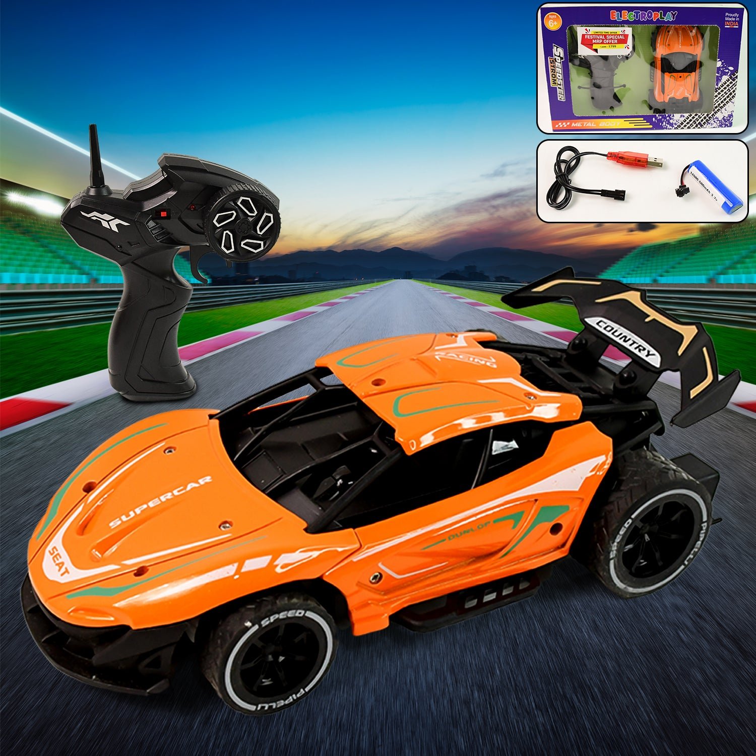 Electroplay Metal Body High-Speed RC Supercar with Remote Control Racing Car
