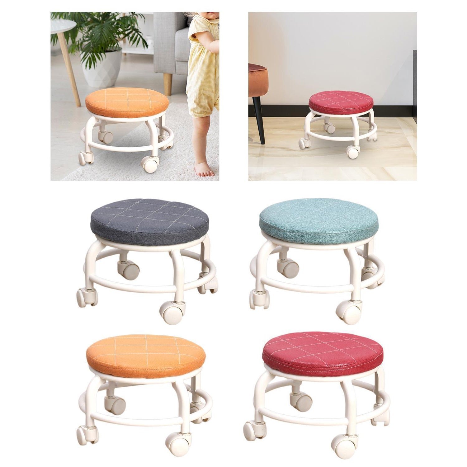 Roller Seat Stool Low Height Rolling Plastic Stool Multifunctional (1 Pc)