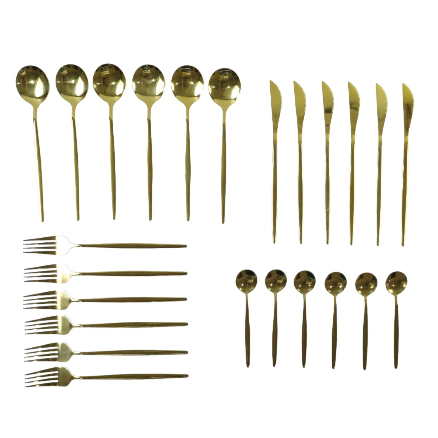 Premium Gold Finish Stainless Steel Cutlery Set with Luxury Gift Box (24 Pc Set)