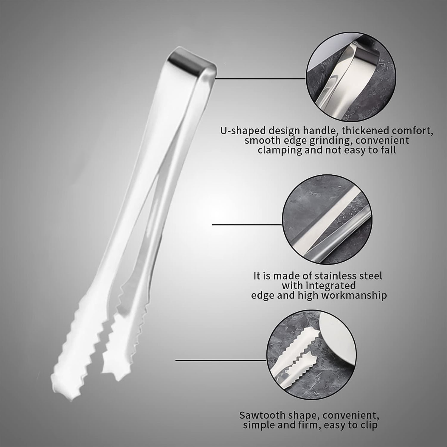 Stainless Steel Tong Lifting Ice Cubes, Sugar Cubes | Serving Tongs (13 Cm / 1 Pc)