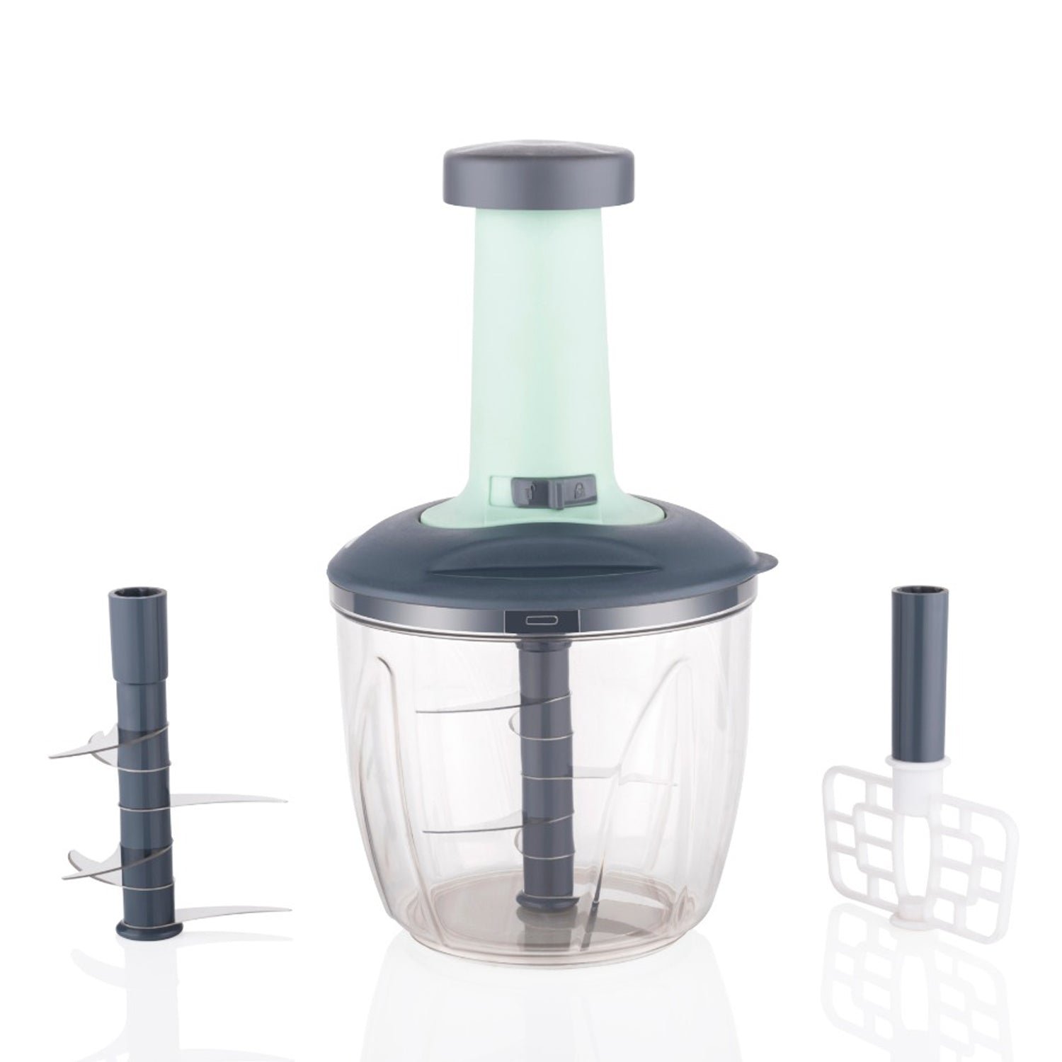 1100 ml 2 in 1 Push Up Chopper with 6 Sharp Blades Vegetable and Fruit Cutter