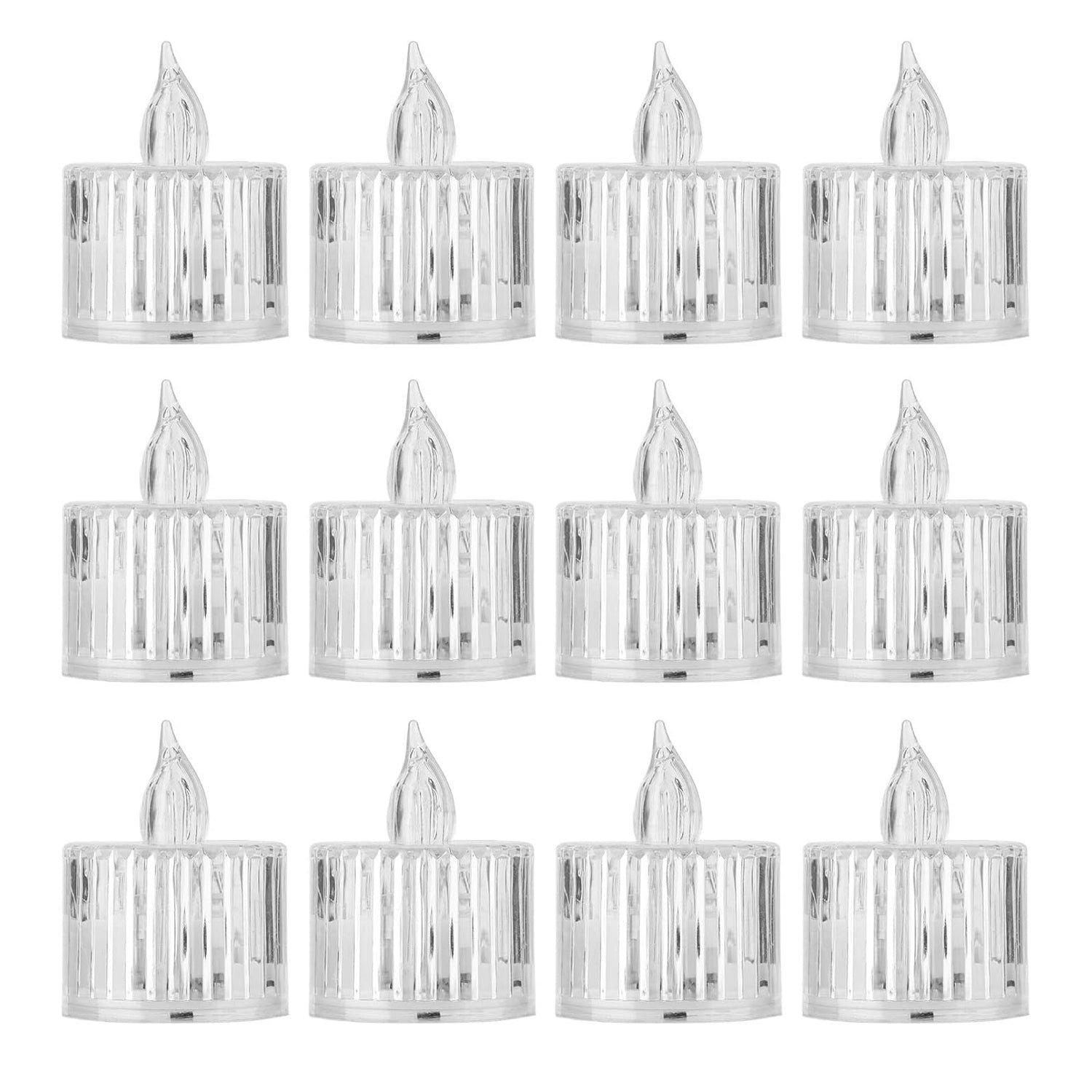 Flameless Acrylic LED Tealight Candles for Festival Decor (12 Pc)