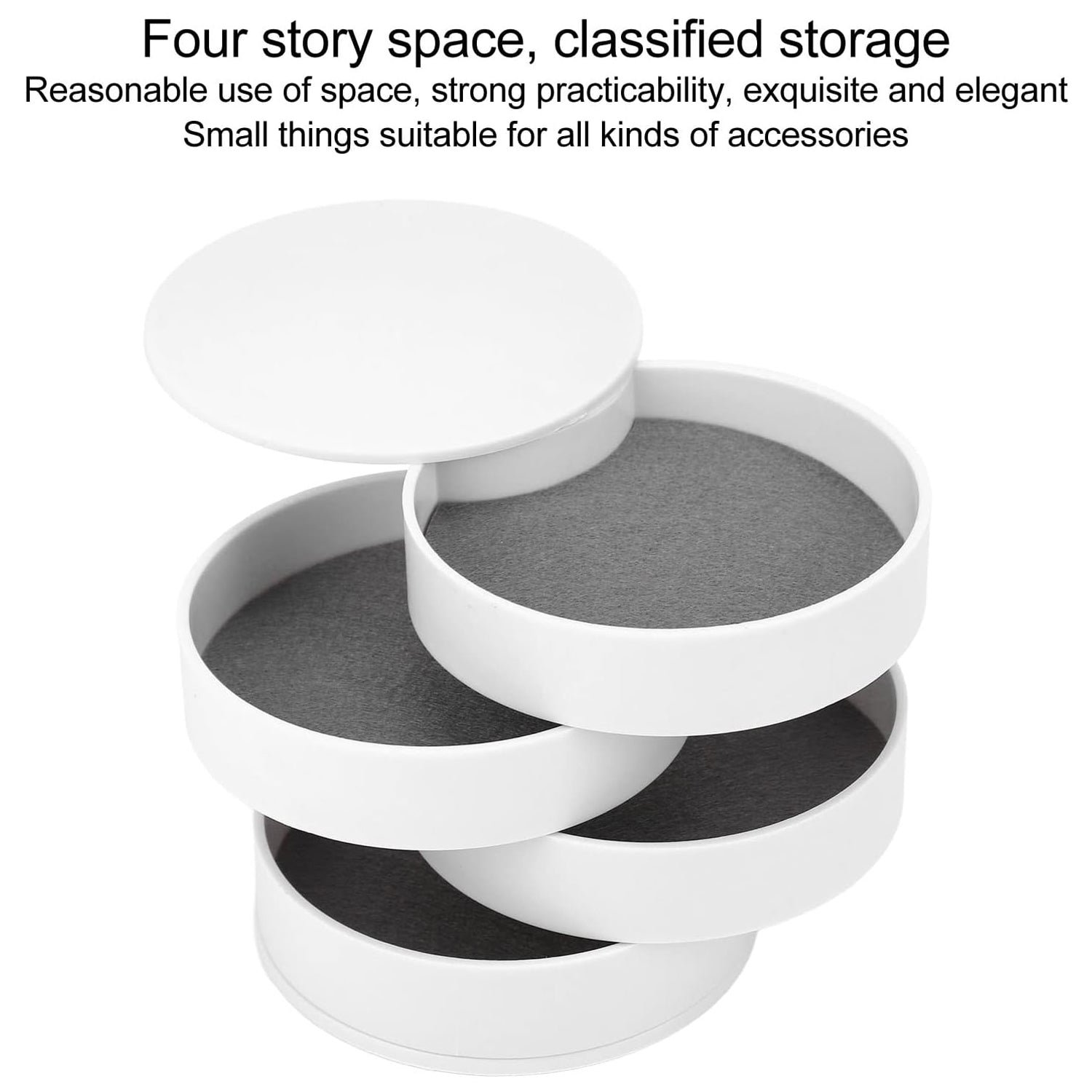 4 Layers Jewellery Box 360 Degree Rotating Jewelry  Organizer with Mirror Storage