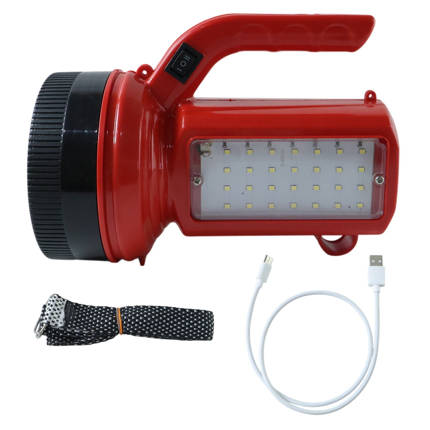 OMEGA 200W High Power LED Laser Torch Light with Side Emergency Light Panel (1 Pc)