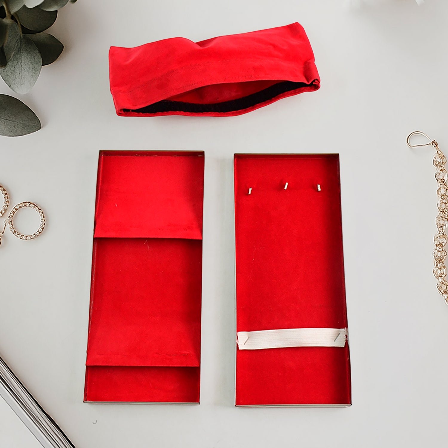 Premium Stainless Steel Velvet Lined Jewellery Storage Box with Lock and Red Interior