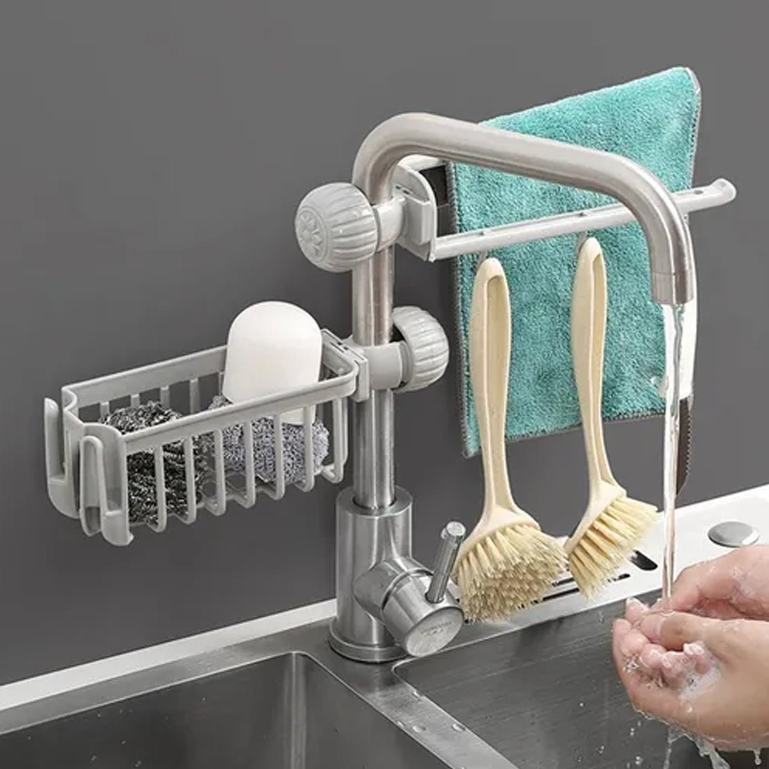 Multipurpose Sink Faucet Hanging Towel & Cleaning Tool Holder (1 Pc )