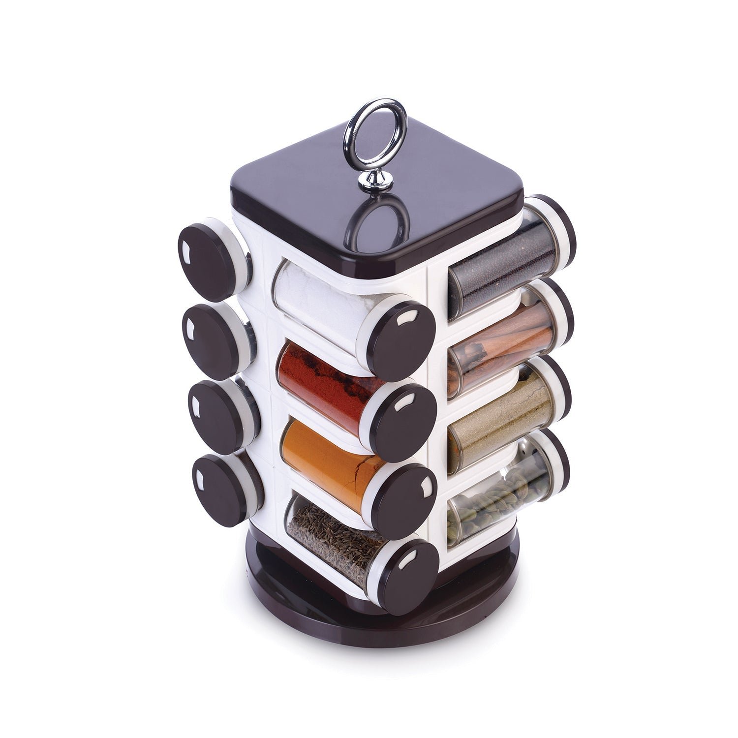 Ganesh Multipurpose Revolving Spice Rack With 16 Pcs Dispenser each 100 ml Plastic