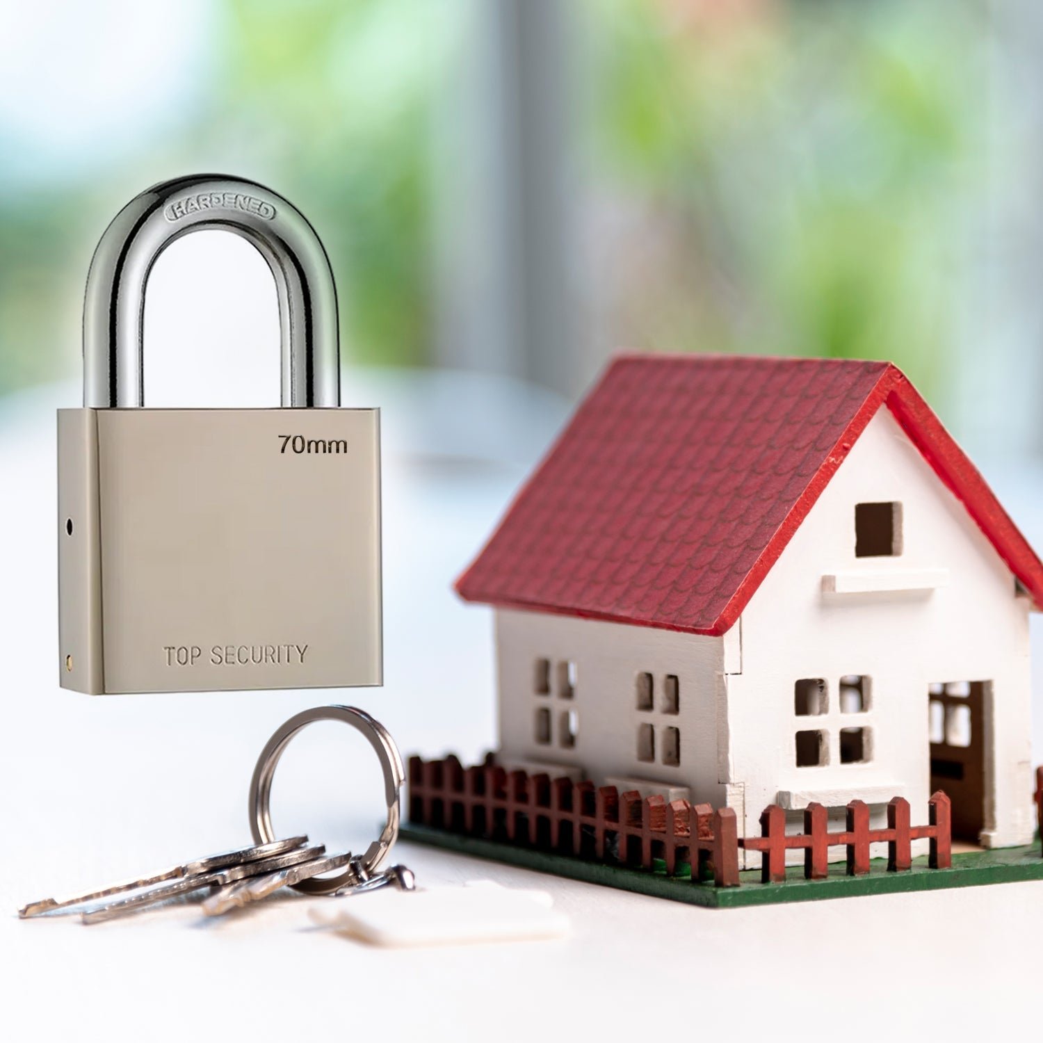 Heavy Steel Premium Square Padlock 70mm with 4 Keys  Hardened Shackle for Doors