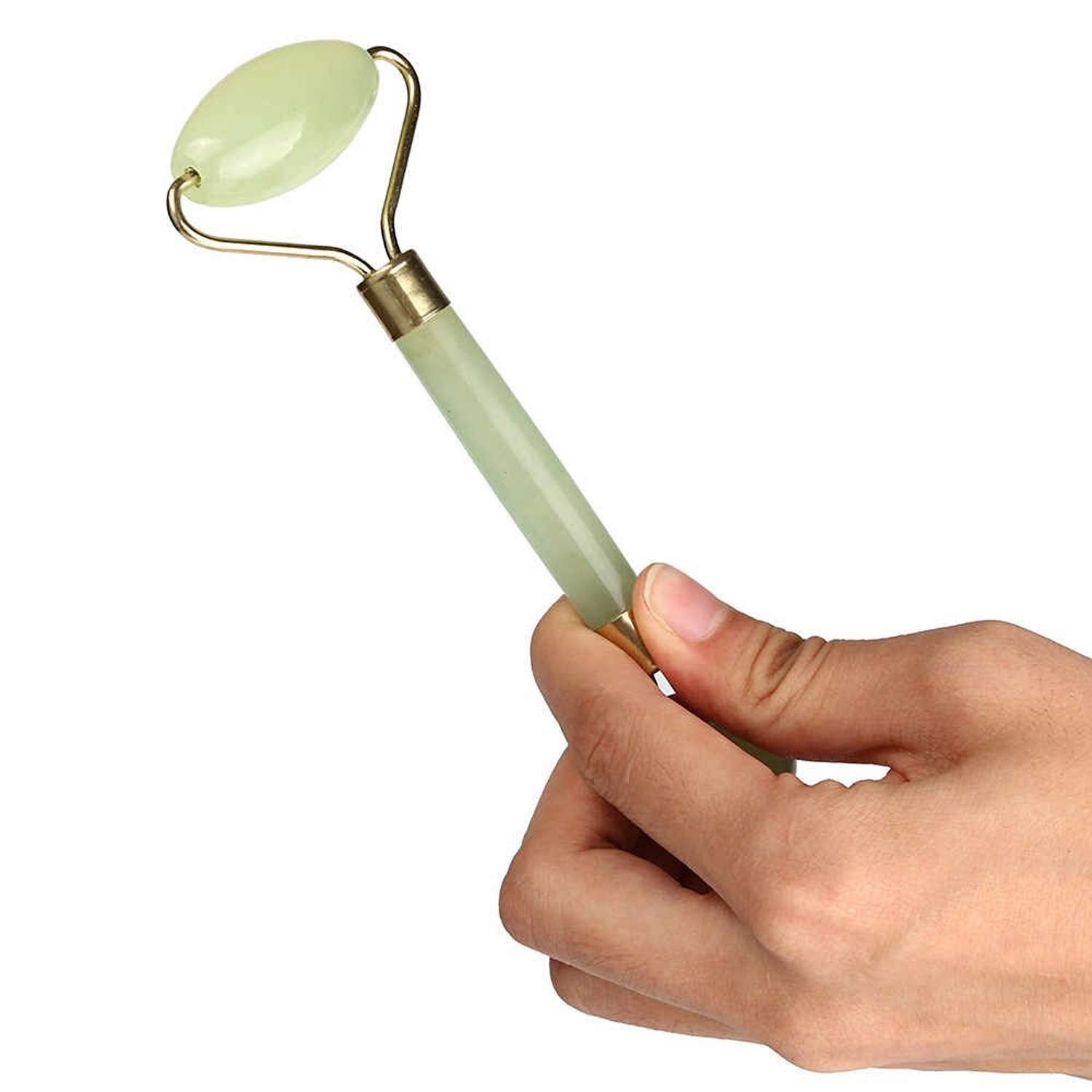 Premium Dual Head Jade Stone Face Roller & Gua Sha Massage Tool Set (1 Pc)