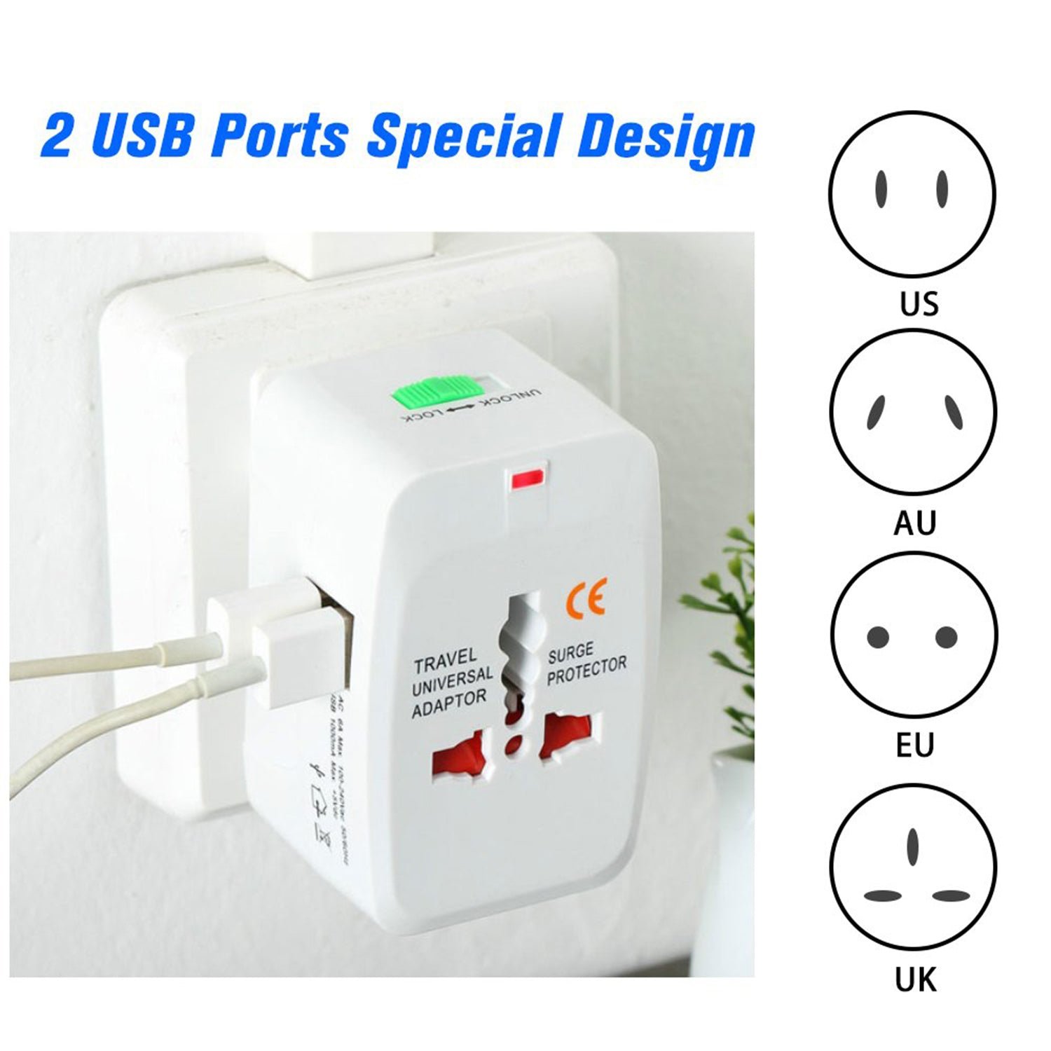 All-in-One Universal Worldwide Travelling AC Adaptor Plug (1 Pc)