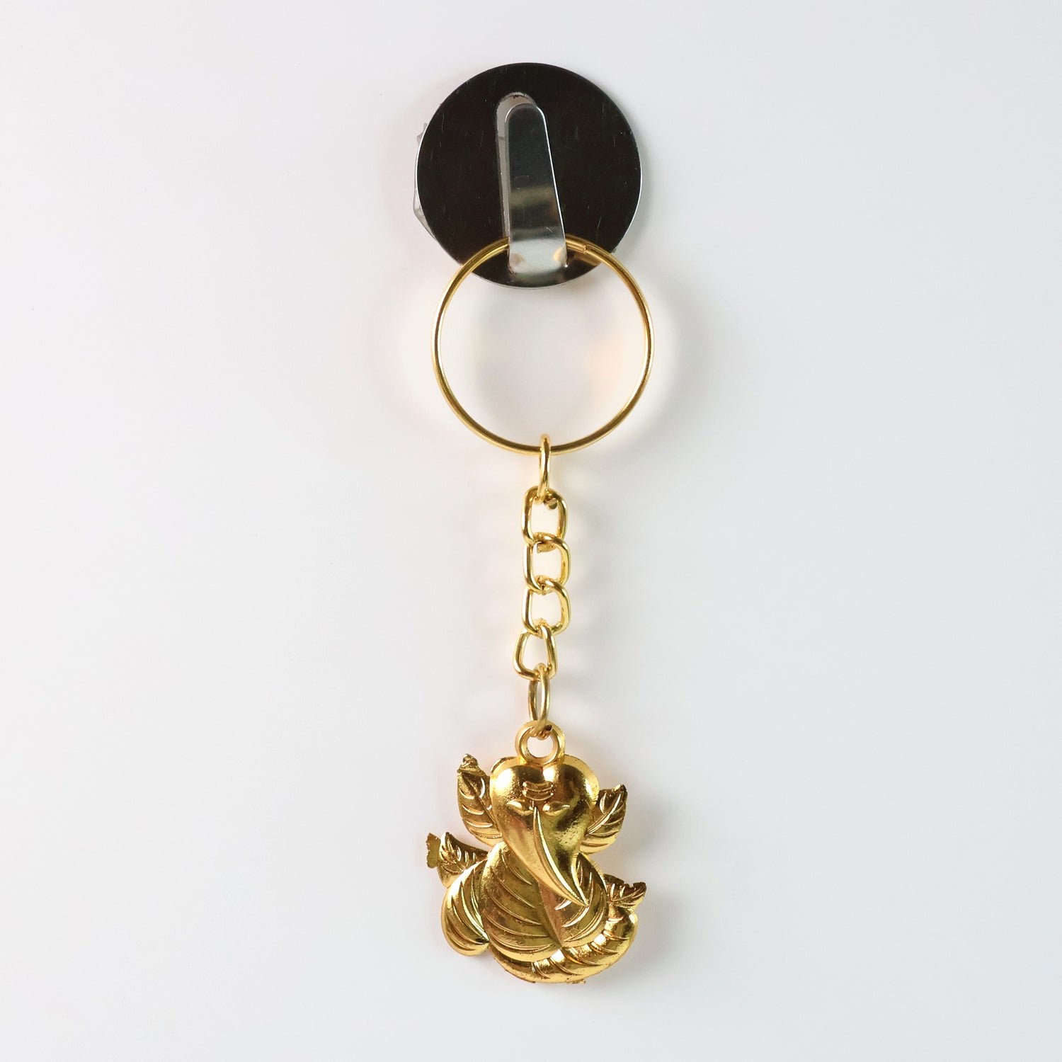 Golden Ganesh Leaf Design Keychain (1 Pc)