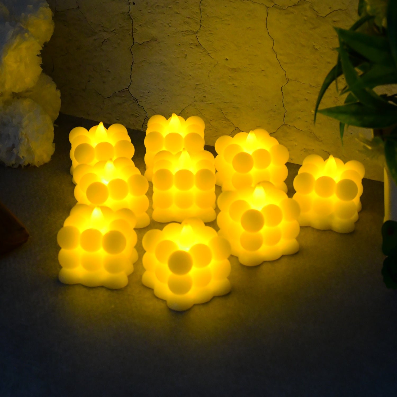 Decorative LED Bubble Candles (9 Pc / Set)