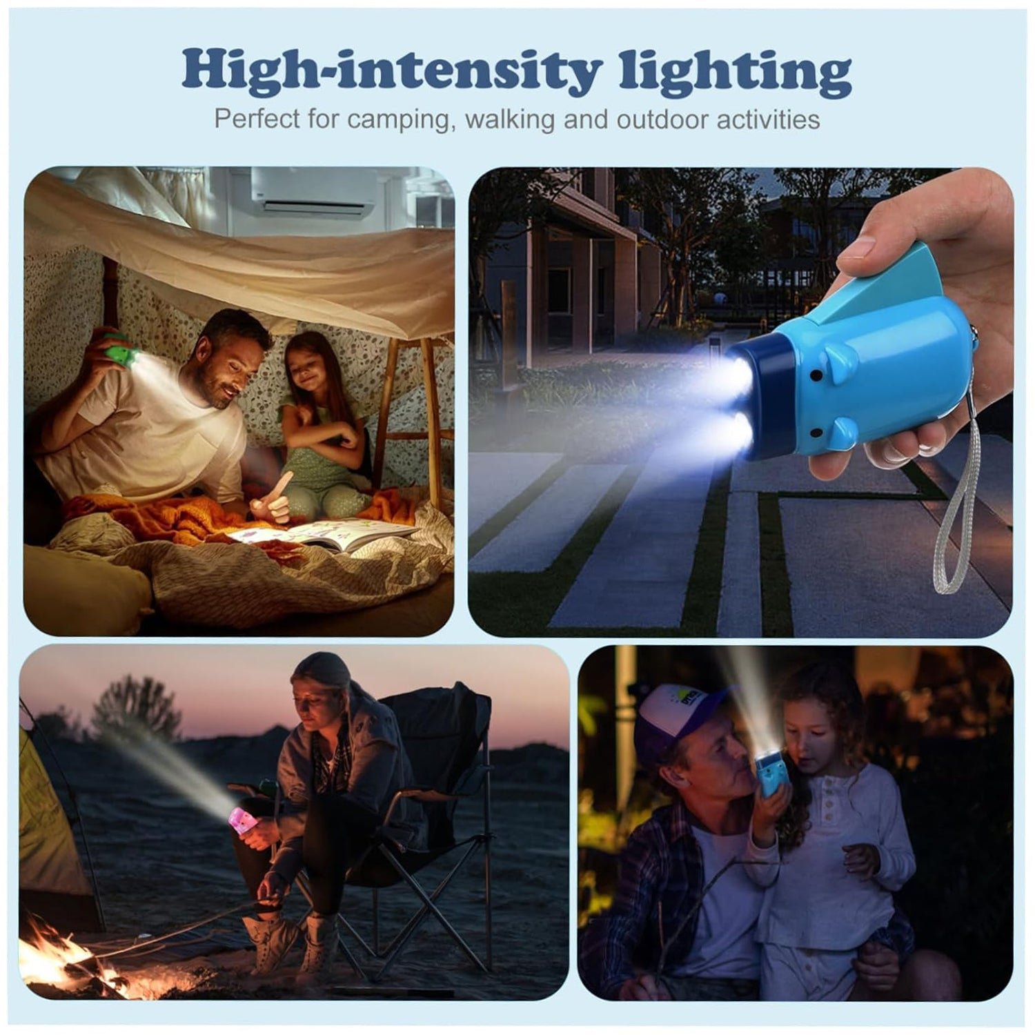 2-LED Hand Press Torch – Battery-Free Hand Crank Flashlight