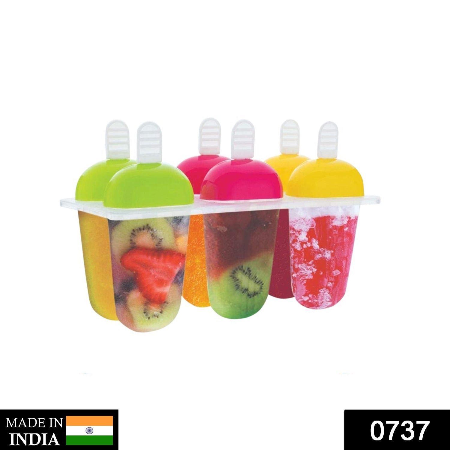 6 Pcs Multicolor Polypropylene Ice Mold, Kulfi Maker / Stick / Cream / Assorted