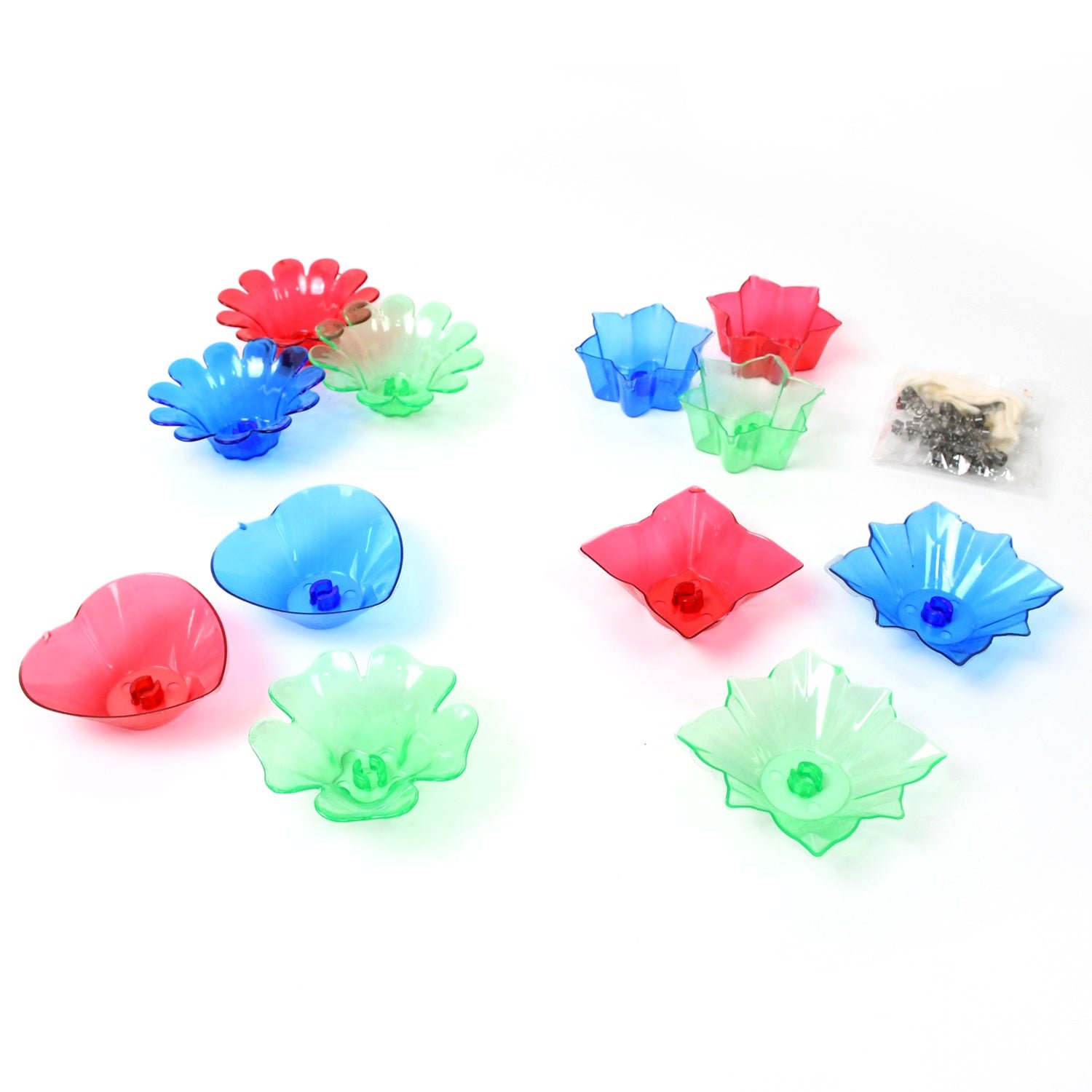 Colourful Reflection Diya Combo Plastic Candle Cup Multi Shape, Diwali (12 Pcs Set)