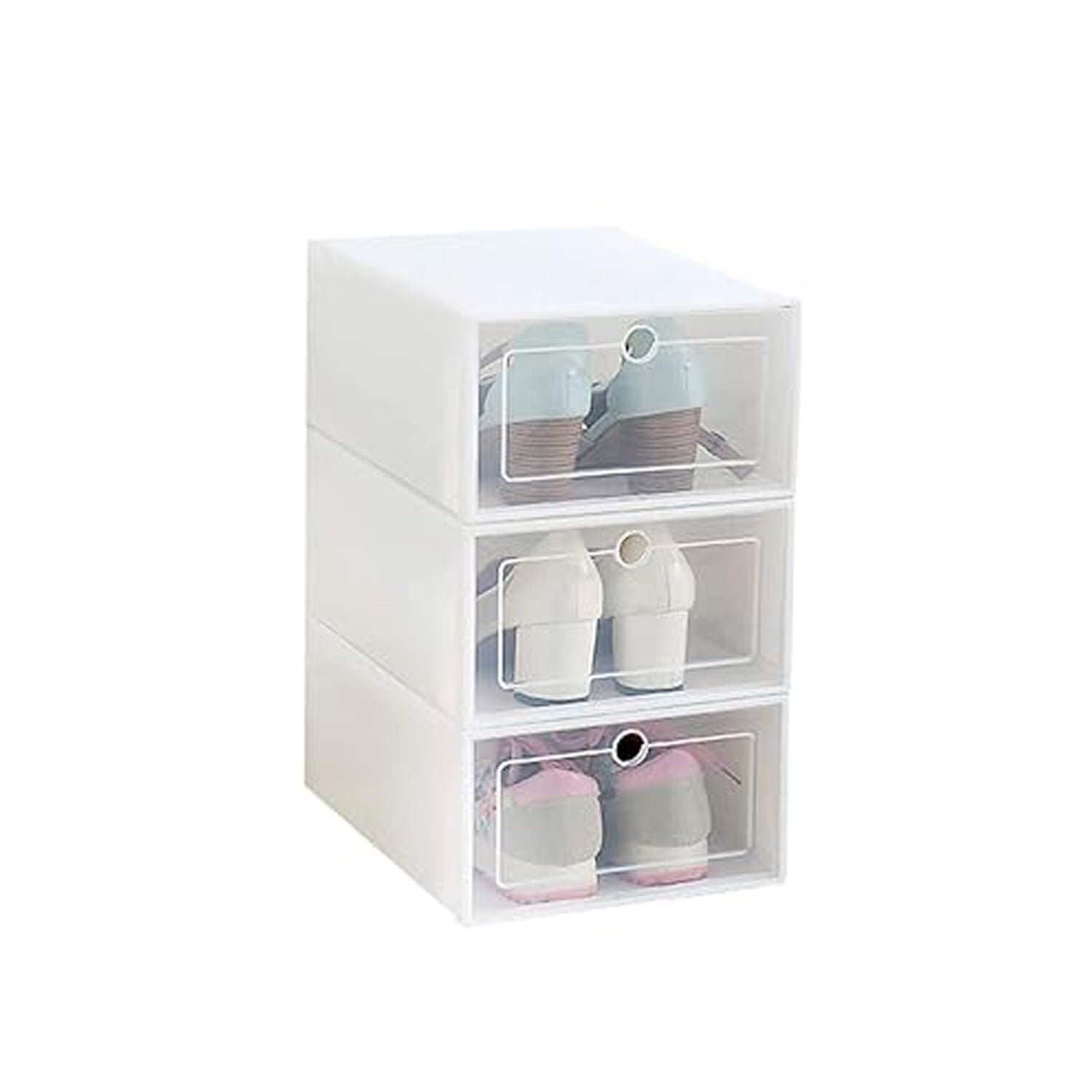 3 Layer Transparent Shoes Storage Box Plastic Stackable Shoe (1 Set / 3 Layer)