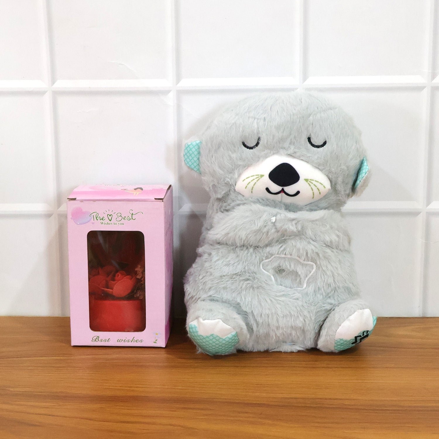 Soft Plush Teddy Bear with Heart-Shaped Love Showpiece Gift Set (2 Pc Set)