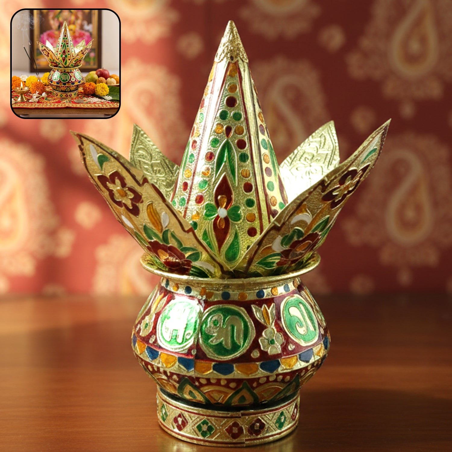Traditional Decorative Pooja Kalash (1 Set)