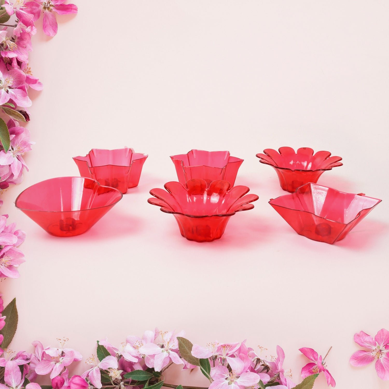 Reflection Diya Combo Plastic Candle Cup with Multi Shape, Diwali (12 Pcs Set)