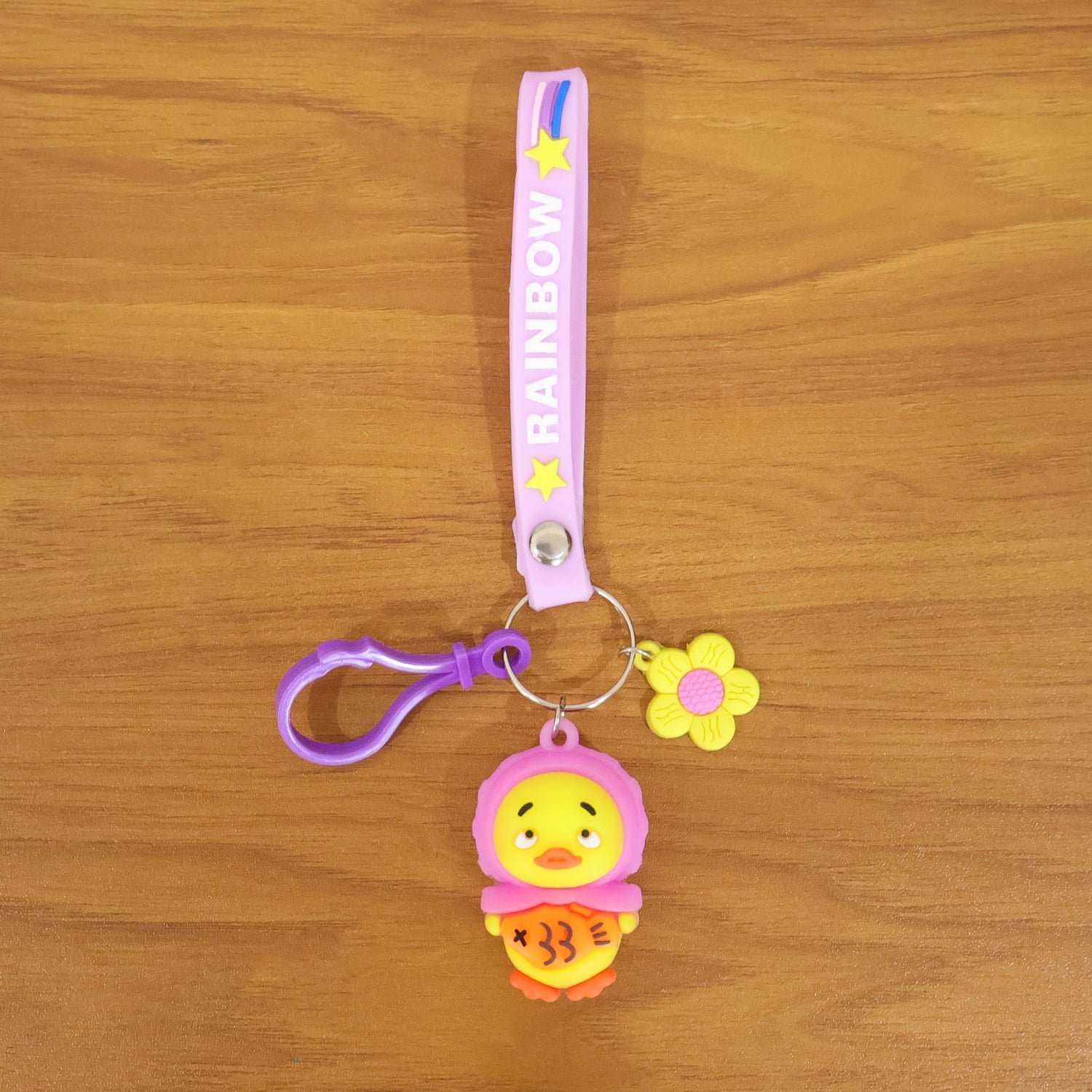 Cute Rainbow Strap Cartoon Duck Keychain (1 Pc)